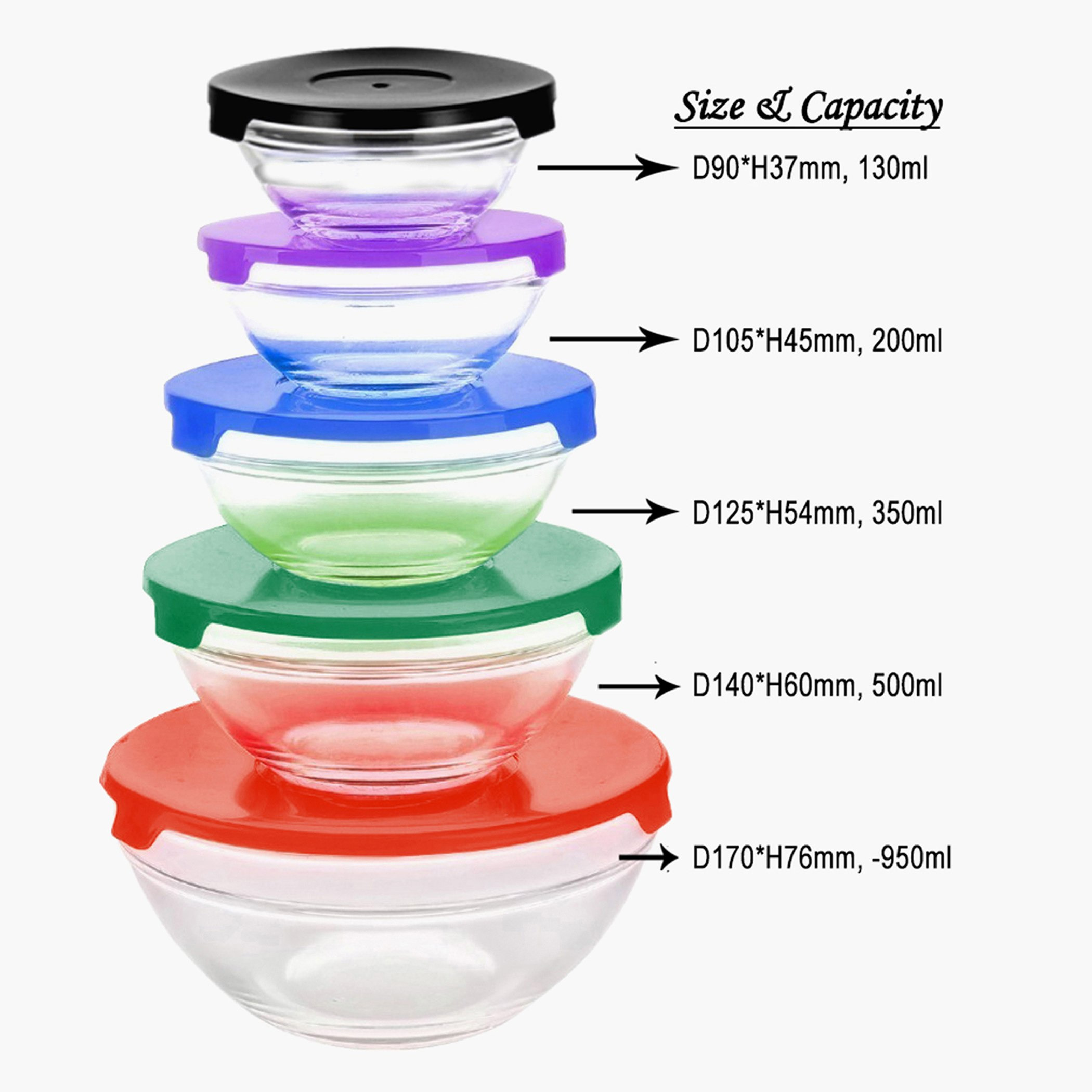 طقم أوعية زجاج 5 قطع مع أغطية بألوان متعددة من أميتي-hbxhomeware-hbxkitchen-image-2