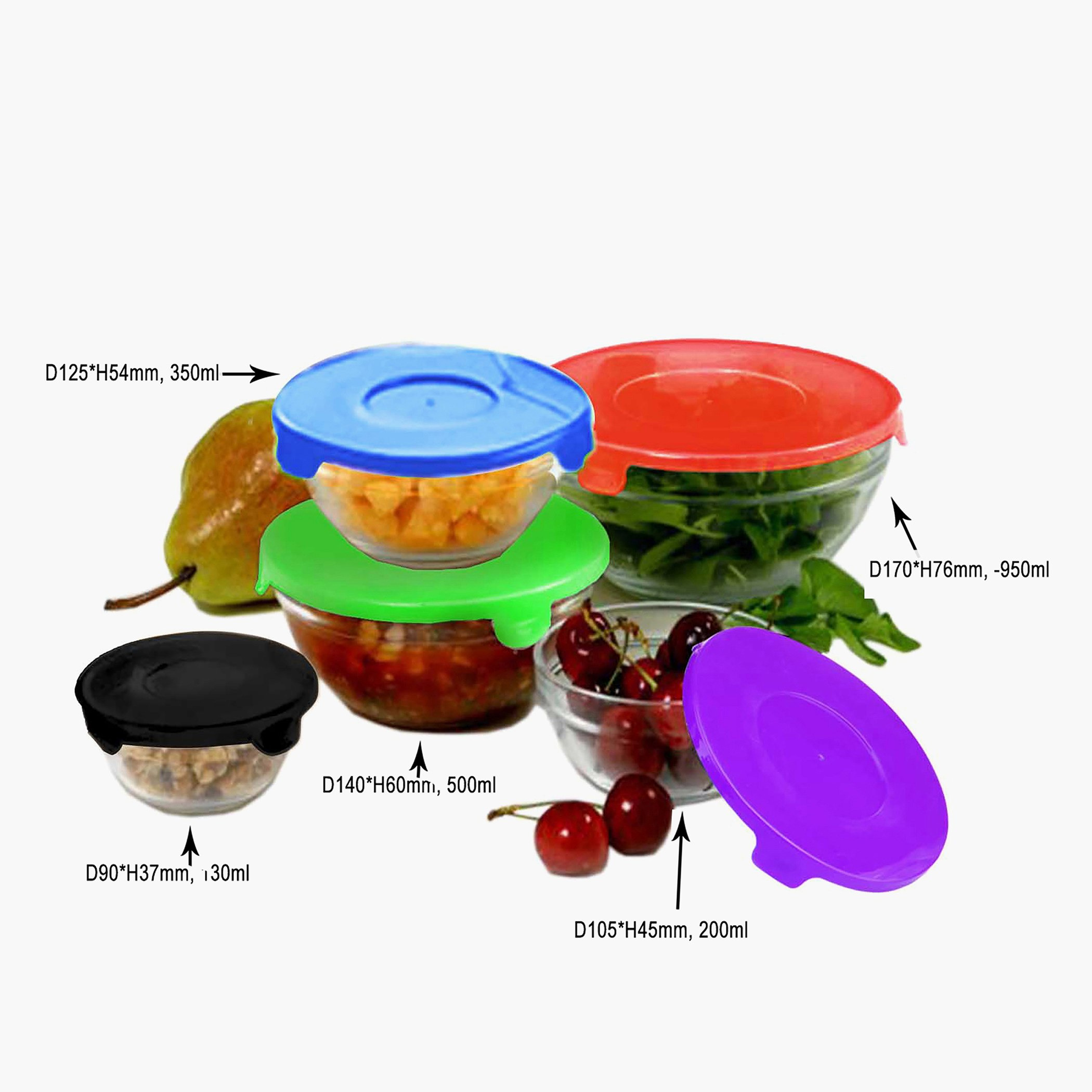 طقم أوعية زجاج 5 قطع مع أغطية بألوان متعددة من أميتي-hbxhomeware-hbxkitchen-image-3