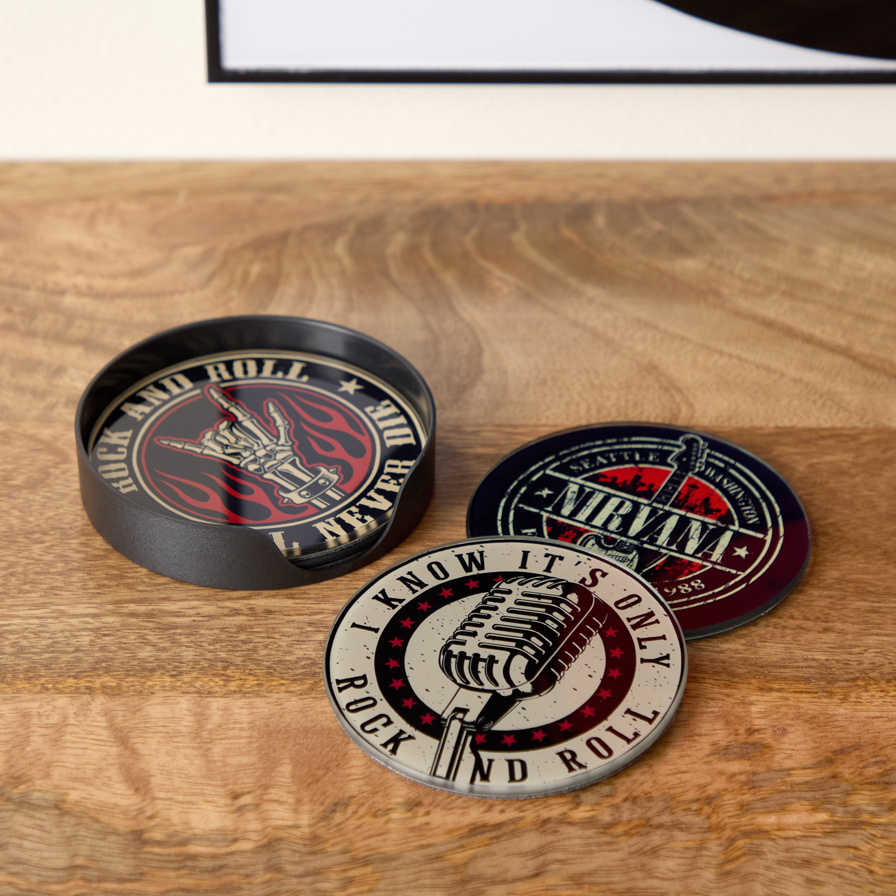 Fero 4-Piece Glass Felt Coaster Set - 10x0.6x10 cm-hbxdecorandfurnishings-homefurnishings-tablelinens-image-1