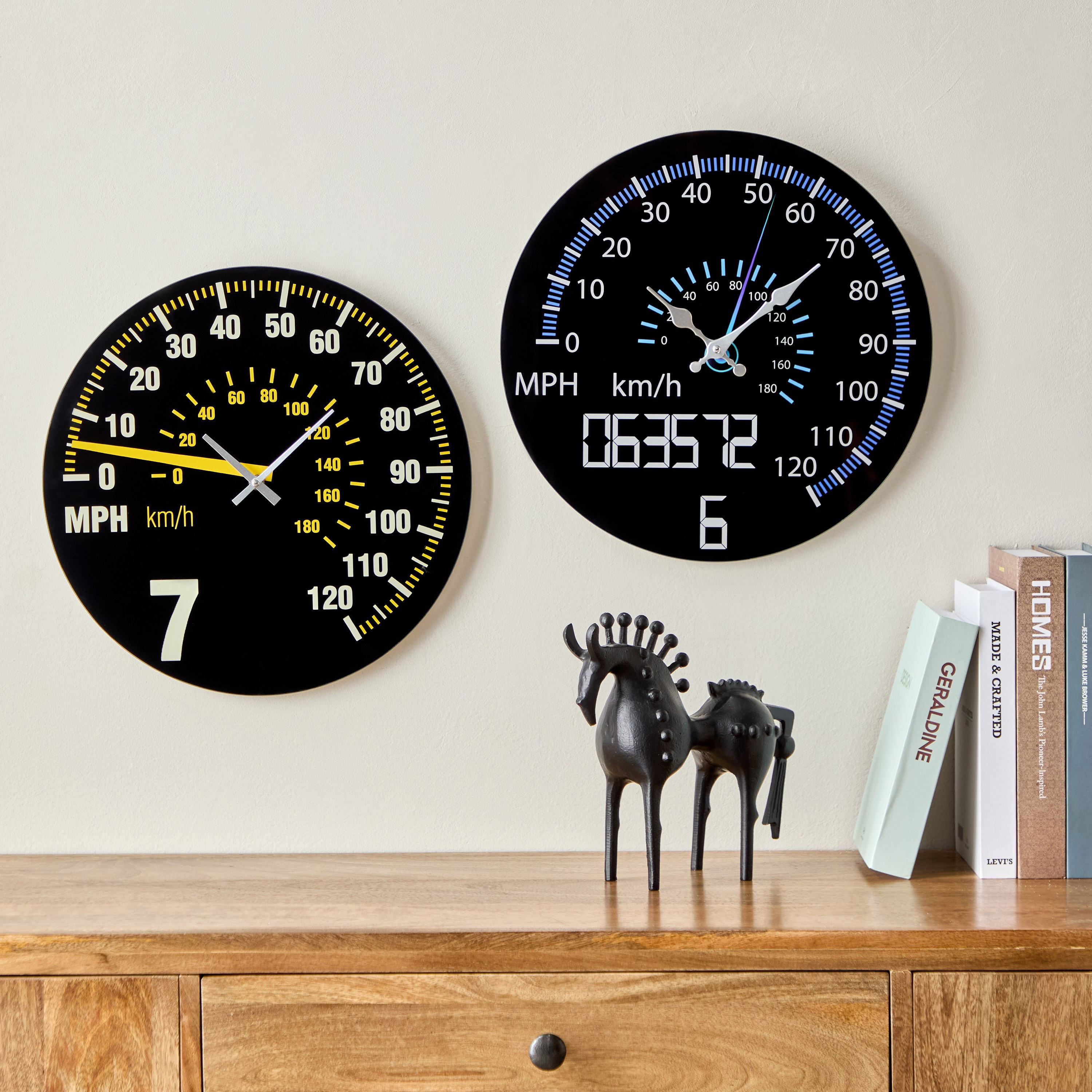 ساعة عدّاد السرعة بزجاج ملون من فيرو- 38x4.5x38 سم-hbxdiningroom-decorandaccessories-clocks-image-4