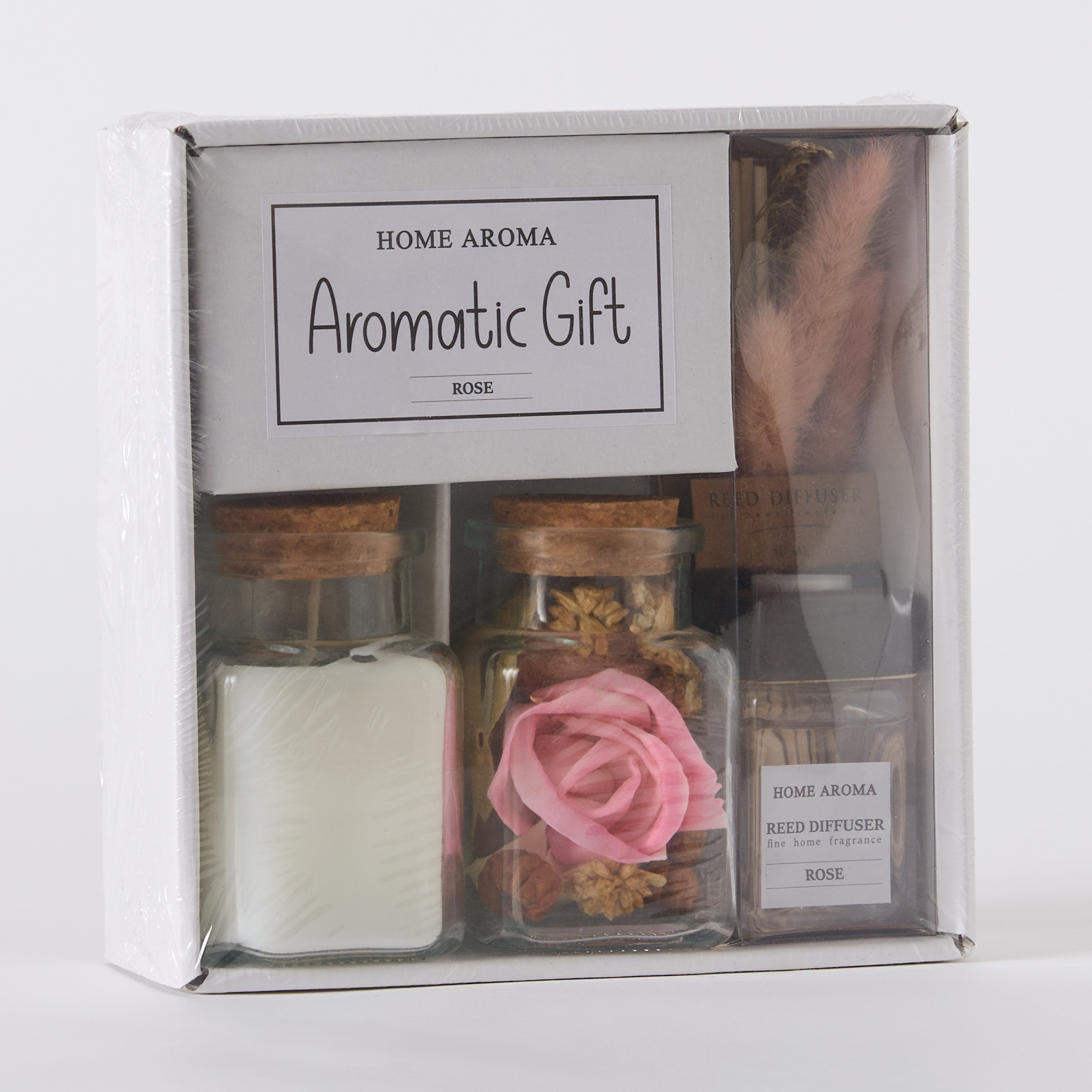 طقم هدايا جرّة شمعة ونبات مجفّف وموّزع عطور برائحة الورد من سينا - 50 مل-PROMO_HB_AE_B1G1_250925-image-5