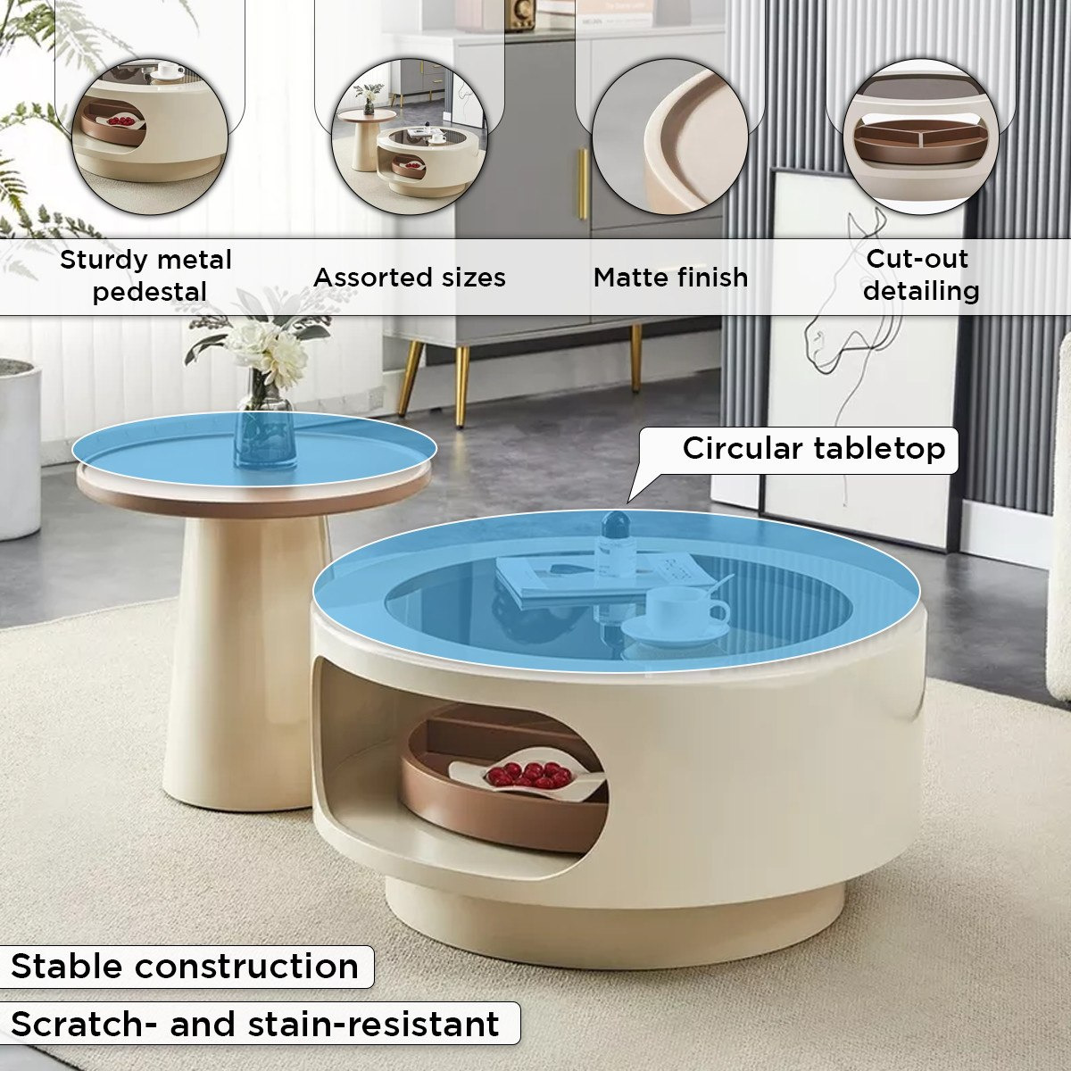 طقم طاولات قهوة بسطح زجاجي دوار قطعتين من أوسكار-hbxlivingroom-tablesandstands-coffeetables-image-5