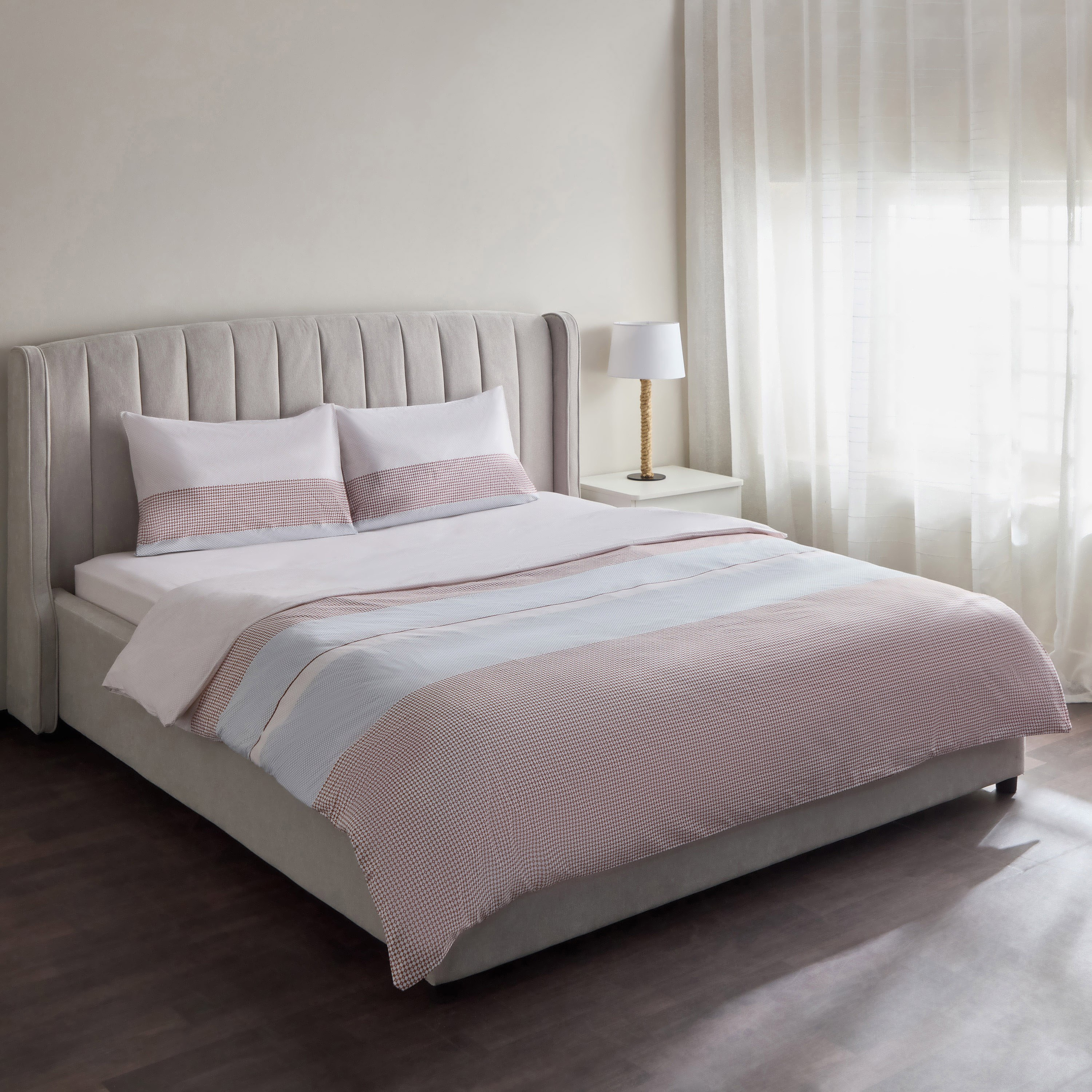 طقم غطاء لحاف كوين/ كينج 3 قطع من البولي قطن بطبعات جنوة من ألبانيا - 220x220 سم-hbxhomeware-hbxbedroom-image-2