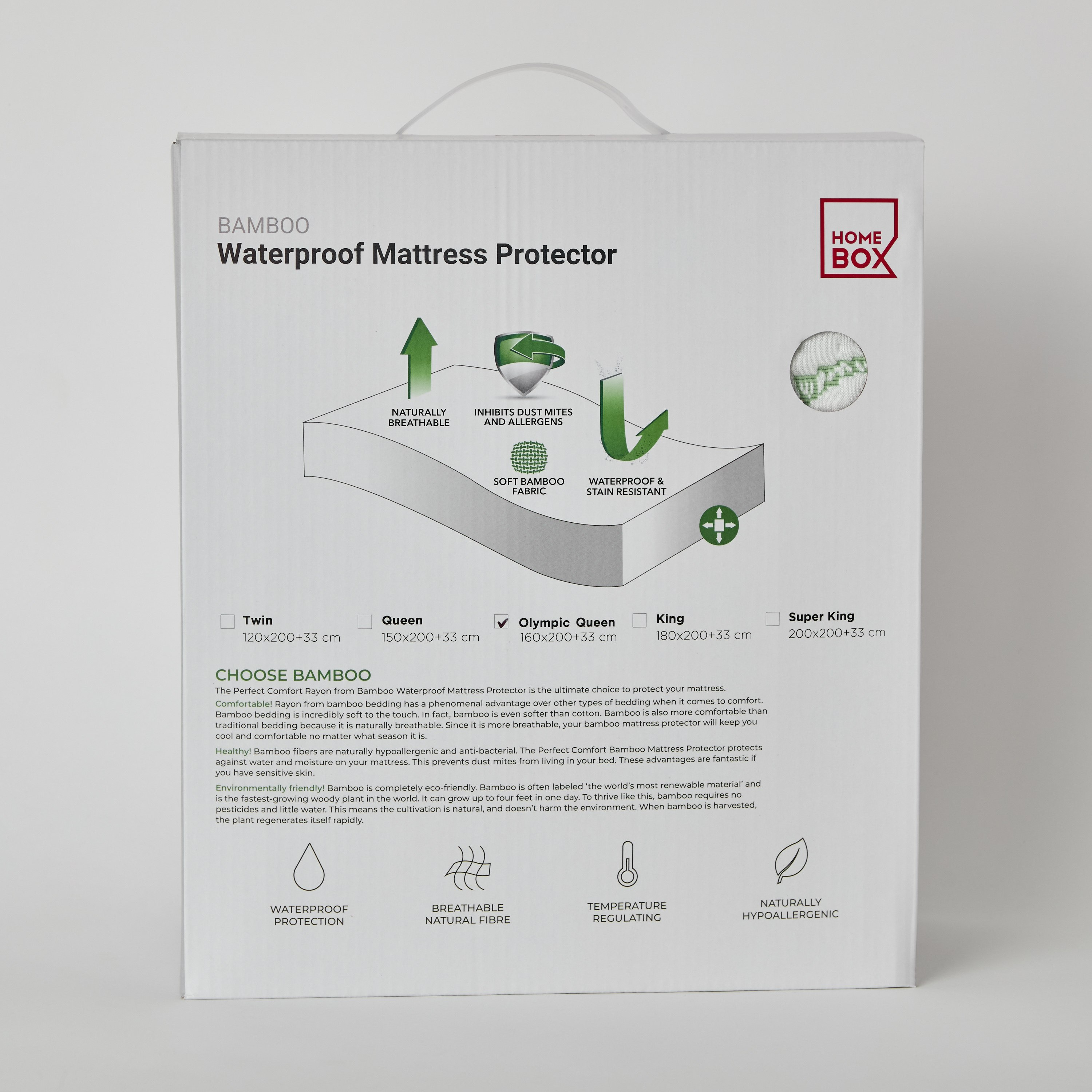Bamboo Waterproof Olympic Queen Mattress Protector - 160X200+33 cm-hbxhomeware-hbxdecorandfurnishings-image-8
