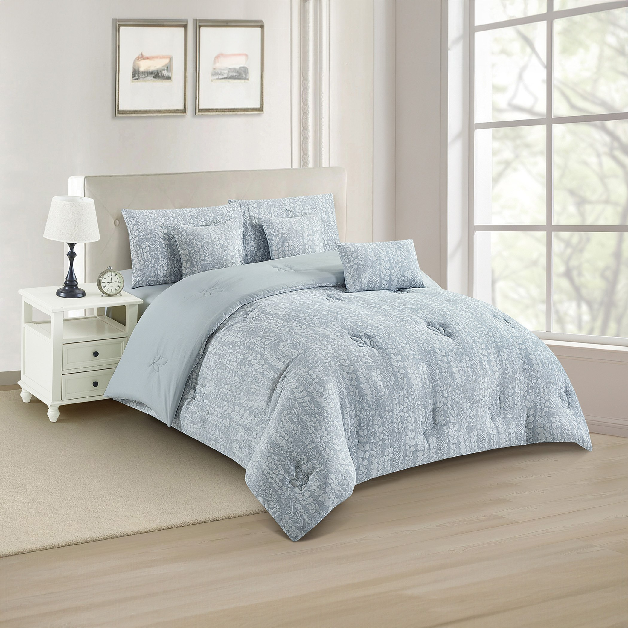 طقم لحاف كينج 7 قطع بنمط أوراق شجر من سمر - 220x240 سم-hbxhomeware-hbxbedroom-image-2