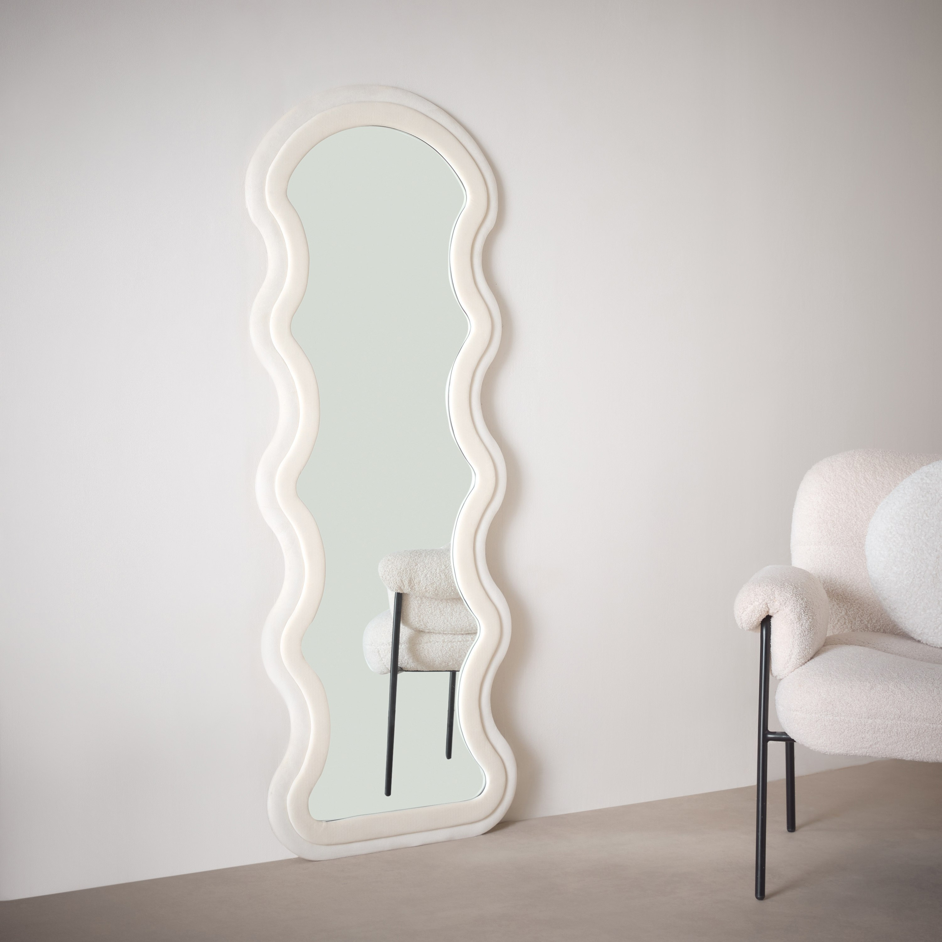 Inez Wavy Boucle Frame Mirror with Velvet Fabric - 60x160 cm-PROMO_HB_AE_B1G1_250925-image-1