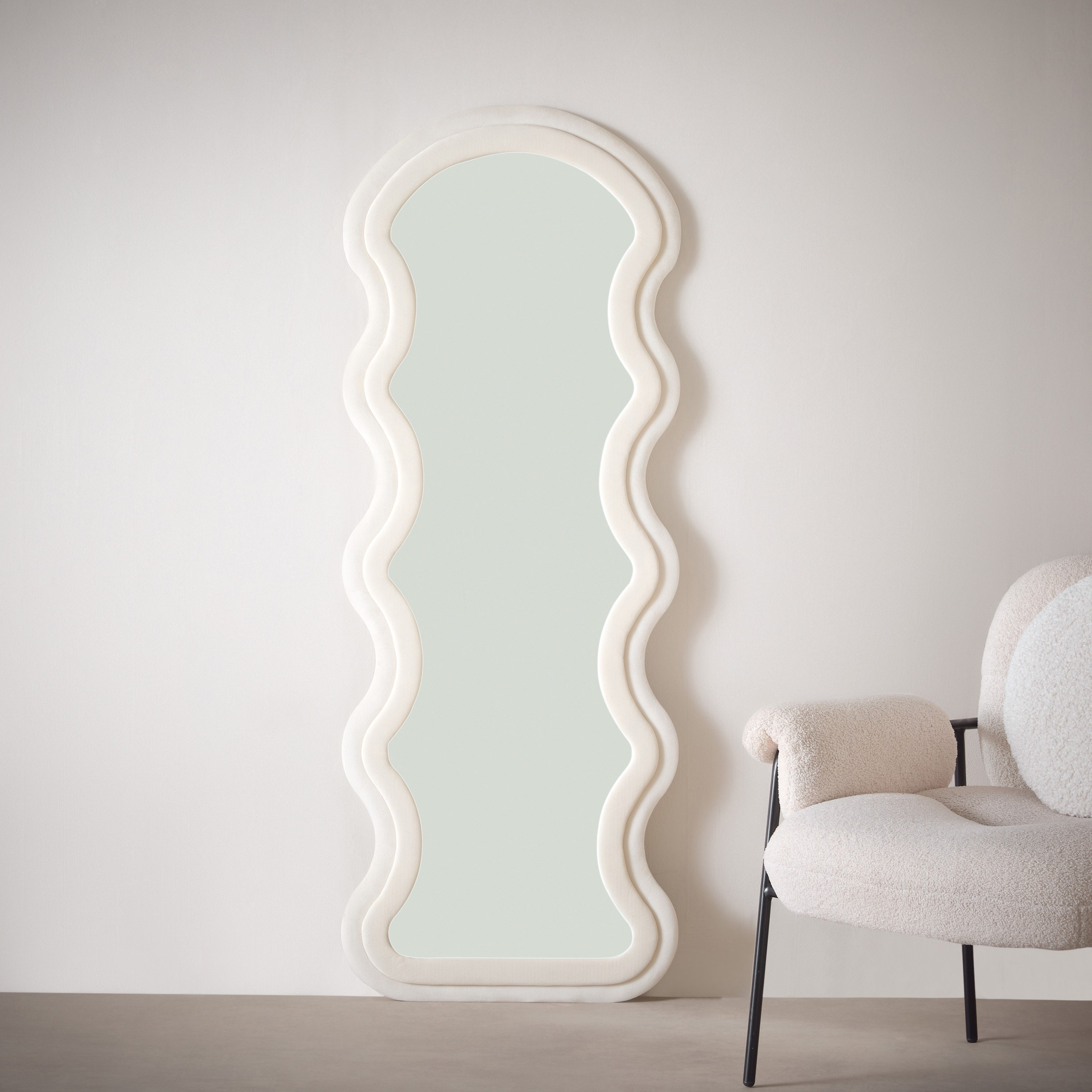 Inez Wavy Boucle Frame Mirror with Velvet Fabric - 60x160 cm-PROMO_HB_AE_B1G1_250925-image-2
