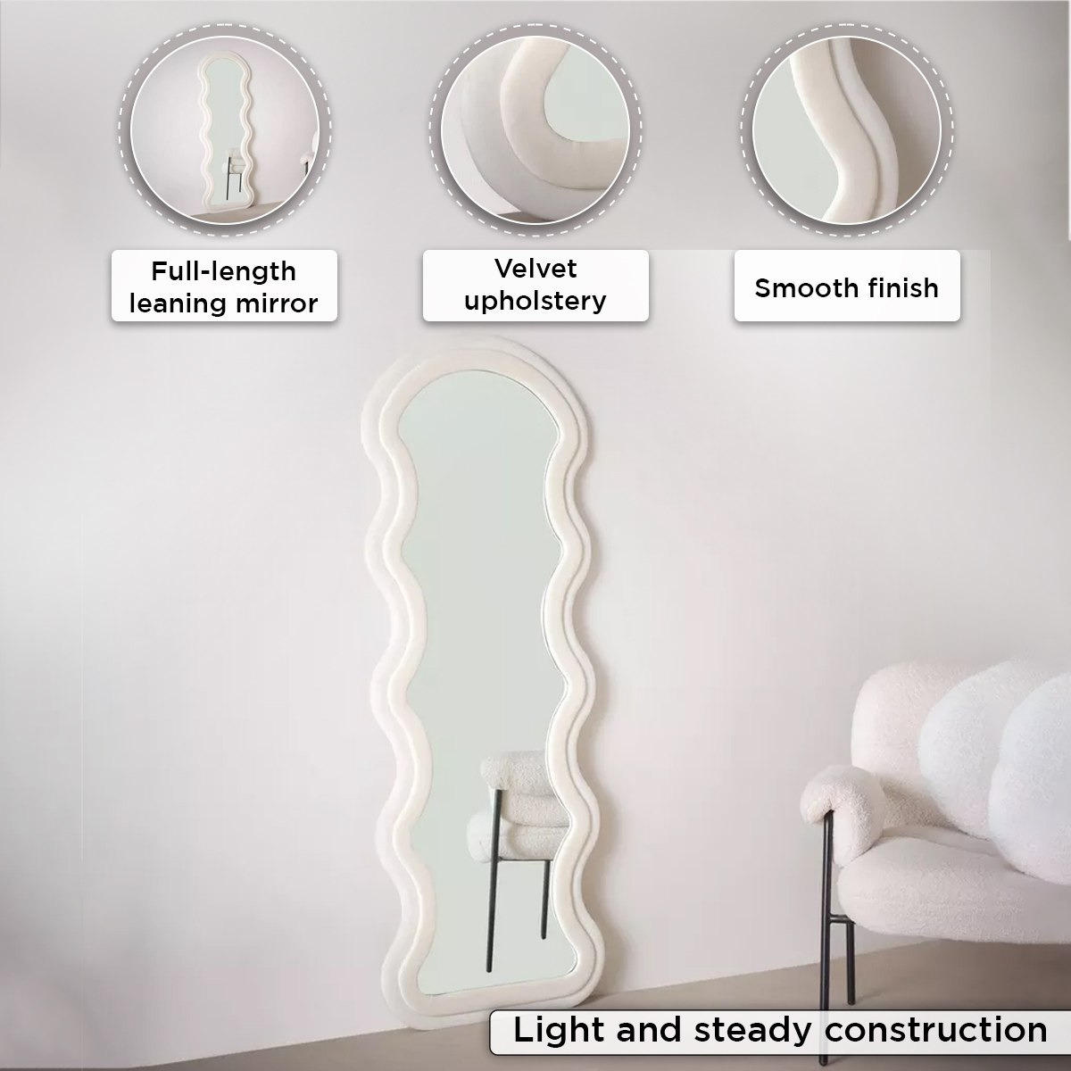 Inez Wavy Boucle Frame Mirror with Velvet Fabric - 60x160 cm-PROMO_HB_AE_B1G1_250925-image-4