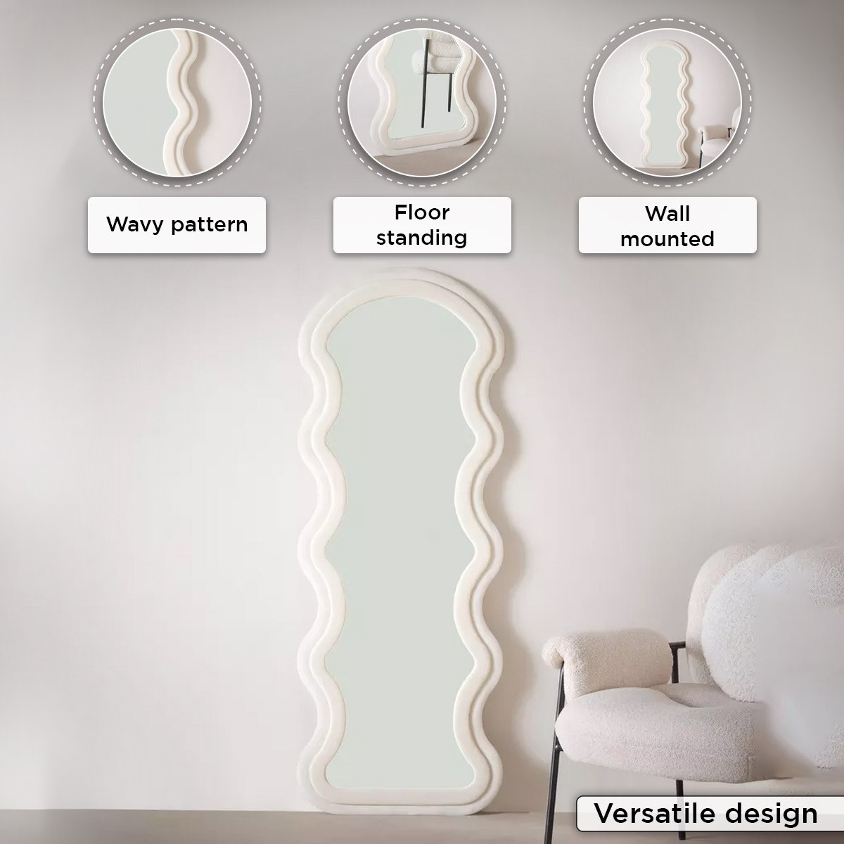 Inez Wavy Boucle Frame Mirror with Velvet Fabric - 60x160 cm-PROMO_HB_AE_B1G1_250925-image-5