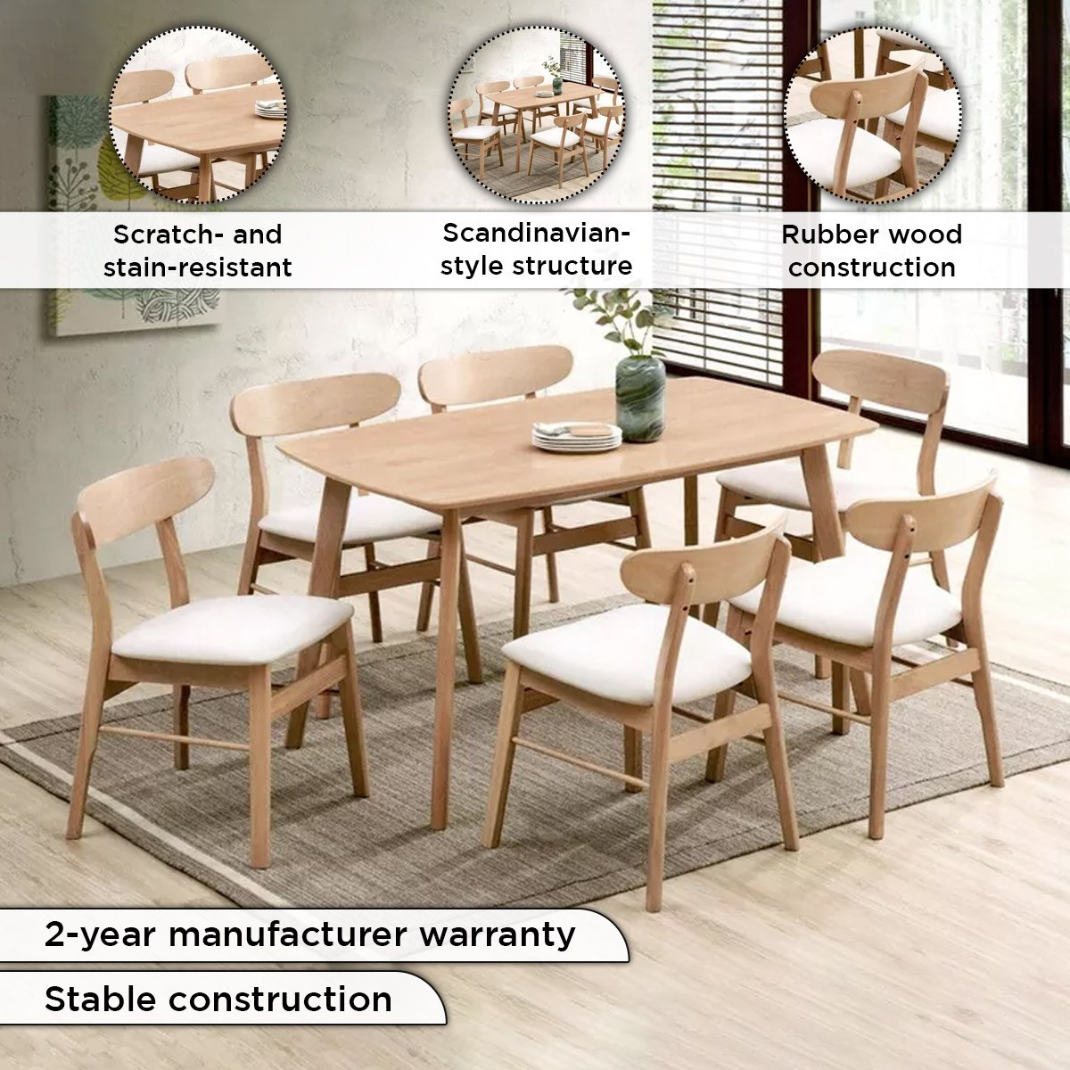 طقم سفرة 6 مقاعد من نورديك إن إكس تي-hbxfurniture-diningtablesandsets-diningsets-sixseater-image-6