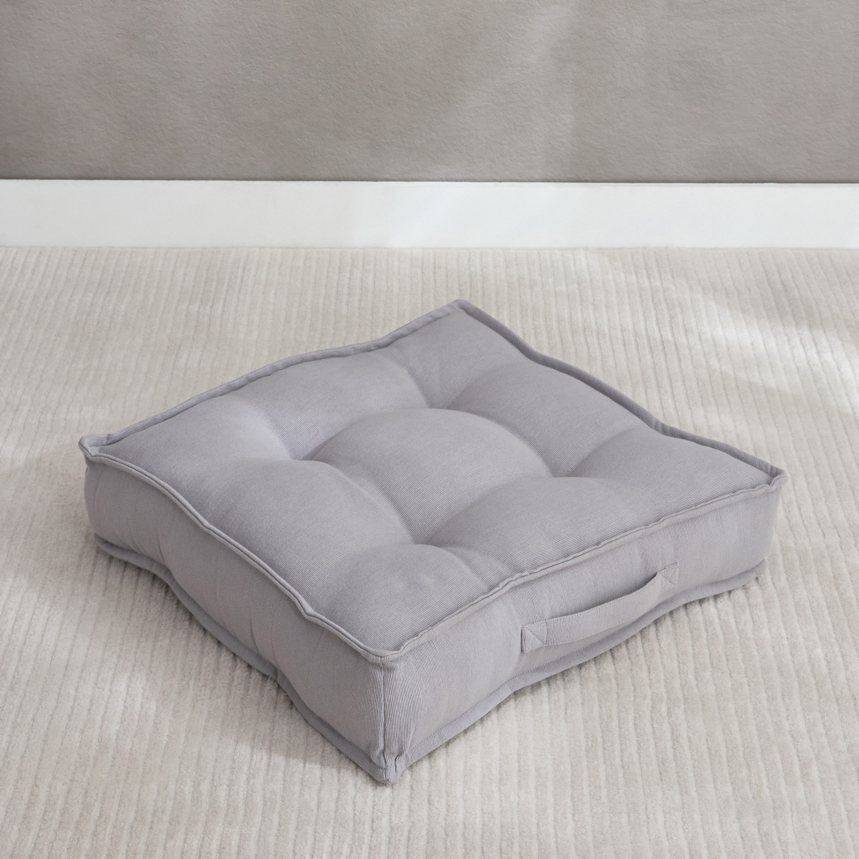 Atlanta Ezra Ribbed Floor Cushion - 48x48x10 cm-hbxhomeware-hbxbedroom-image-1