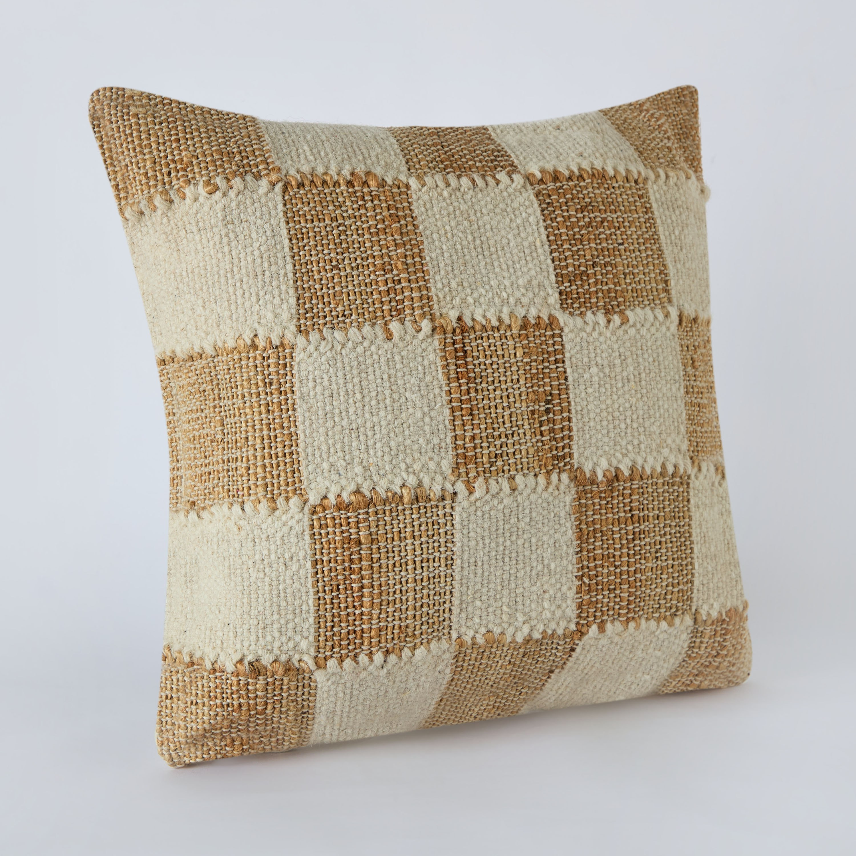 Mosaic Jute Checked Filled Cushion - 45x45 cm-hbxhomeware-hbxbedroom-image-5