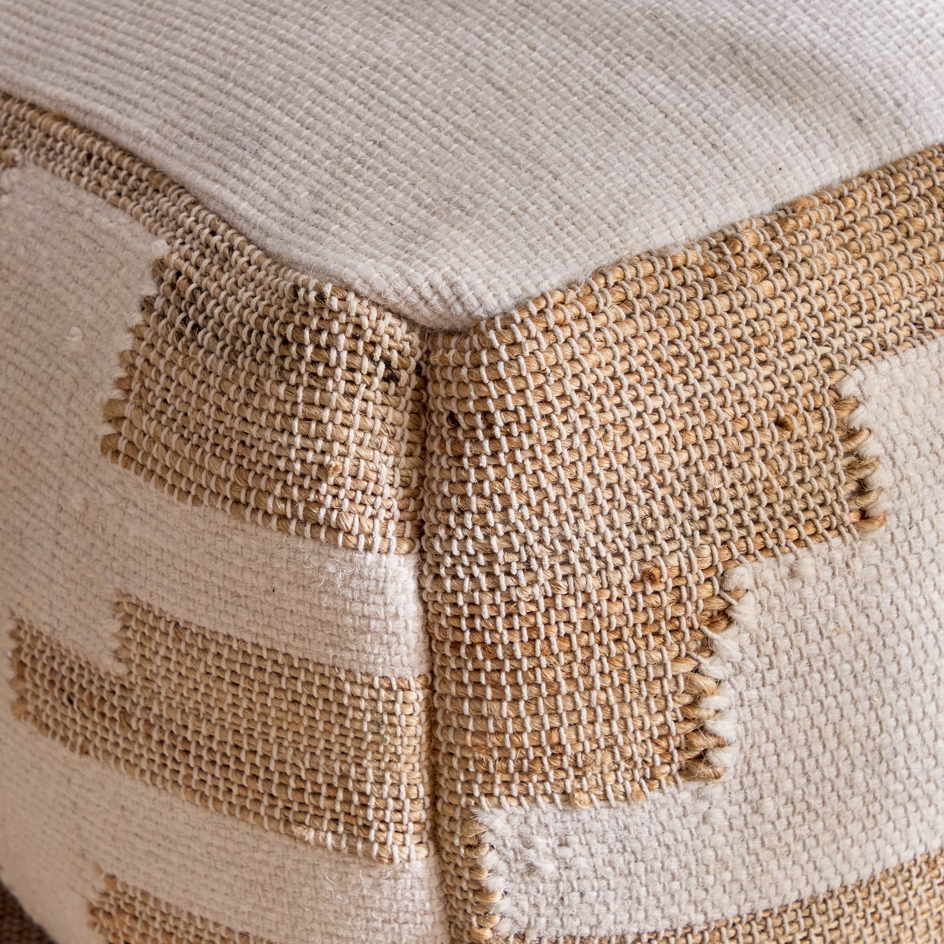 Mosaic Jute Natural Pouf - 45x45x35 cm-hbxfurniture-kidsroom-kidsbeanbags-image-3