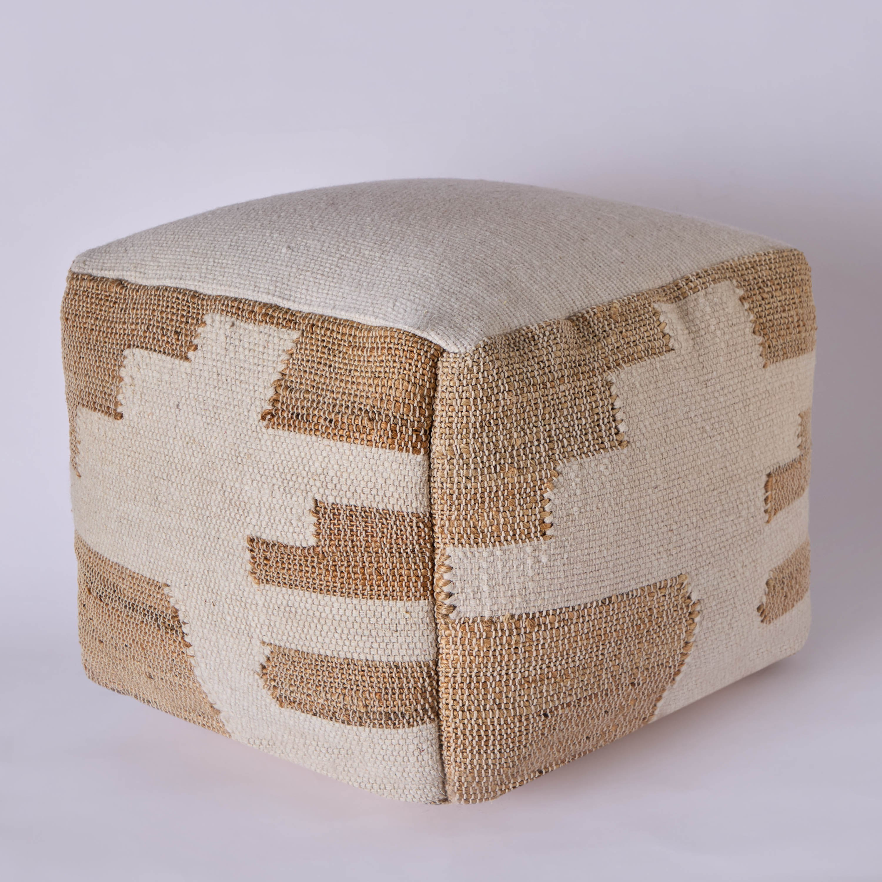 Mosaic Jute Natural Pouf - 45x45x35 cm-hbxfurniture-kidsroom-kidsbeanbags-image-5