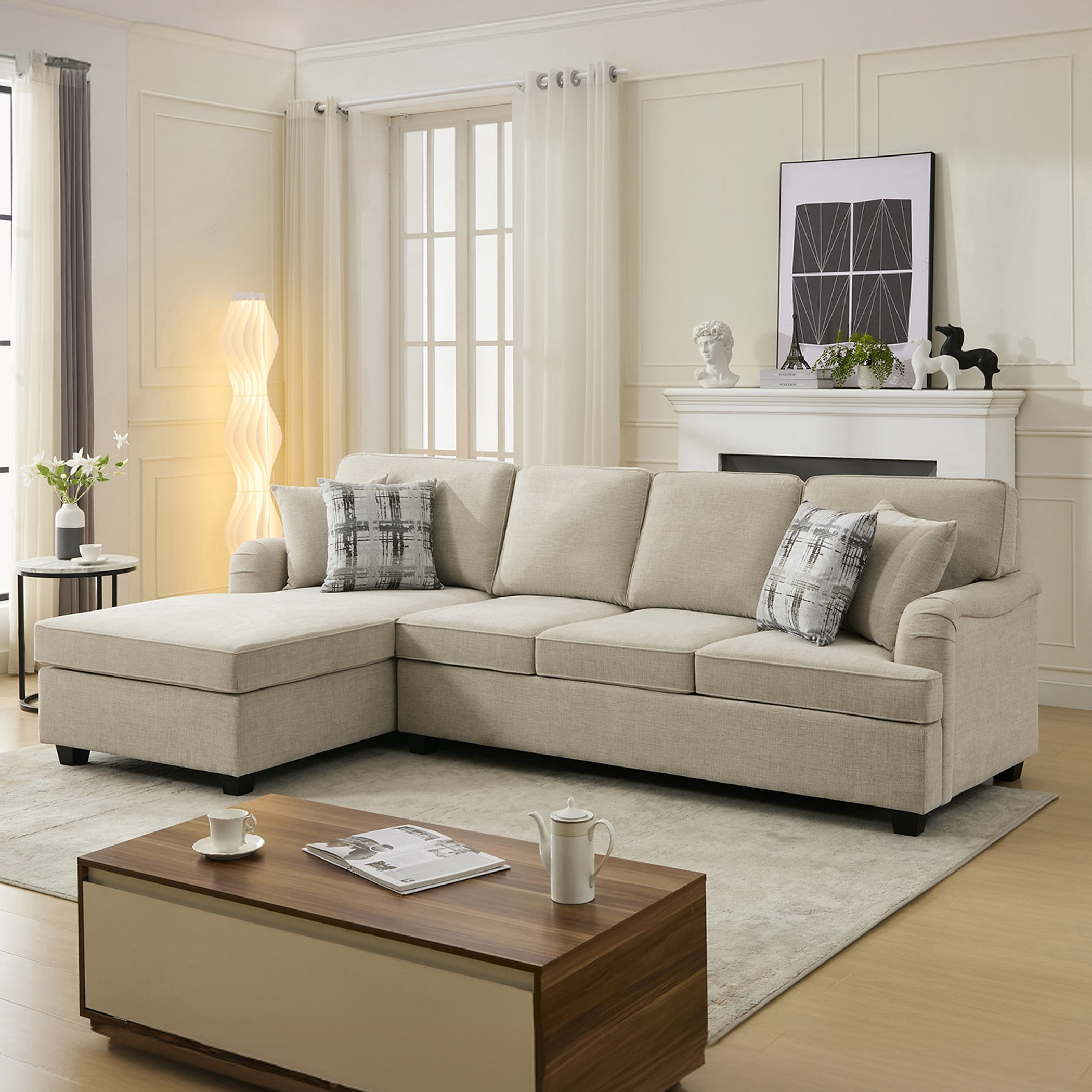 كنبة ركنية يسار قماشية بـ 5 مقاعد و 4 وسائد من إن إكس تي كاليفورنيا-hbxlivingroom-sofasandarmchairs-cornersofas-image-1