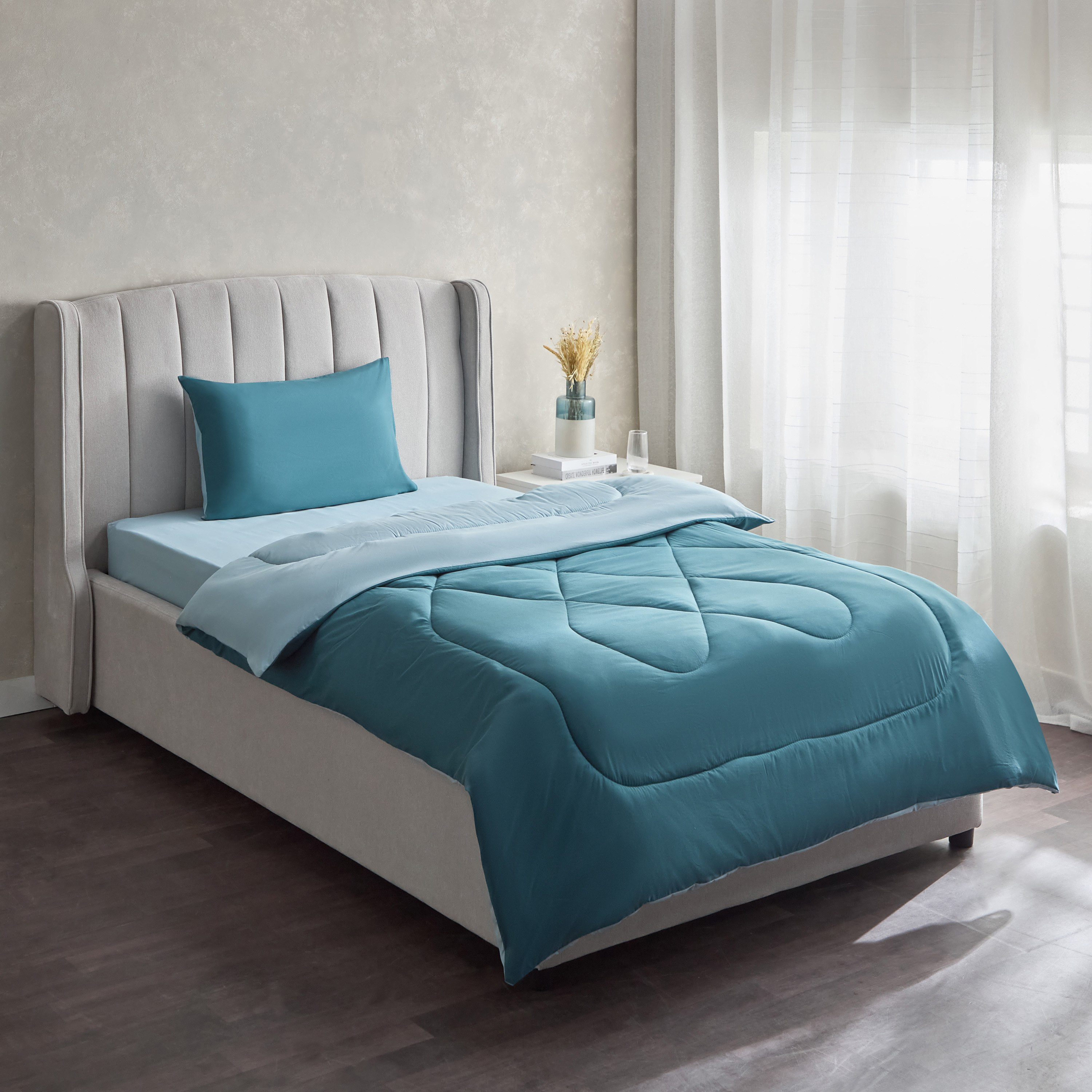 Derby 2-Piece Twin Reversible Microfibre Comforter Set - 160x220 cm-hbxhomeware-hbxbedroom-image-2