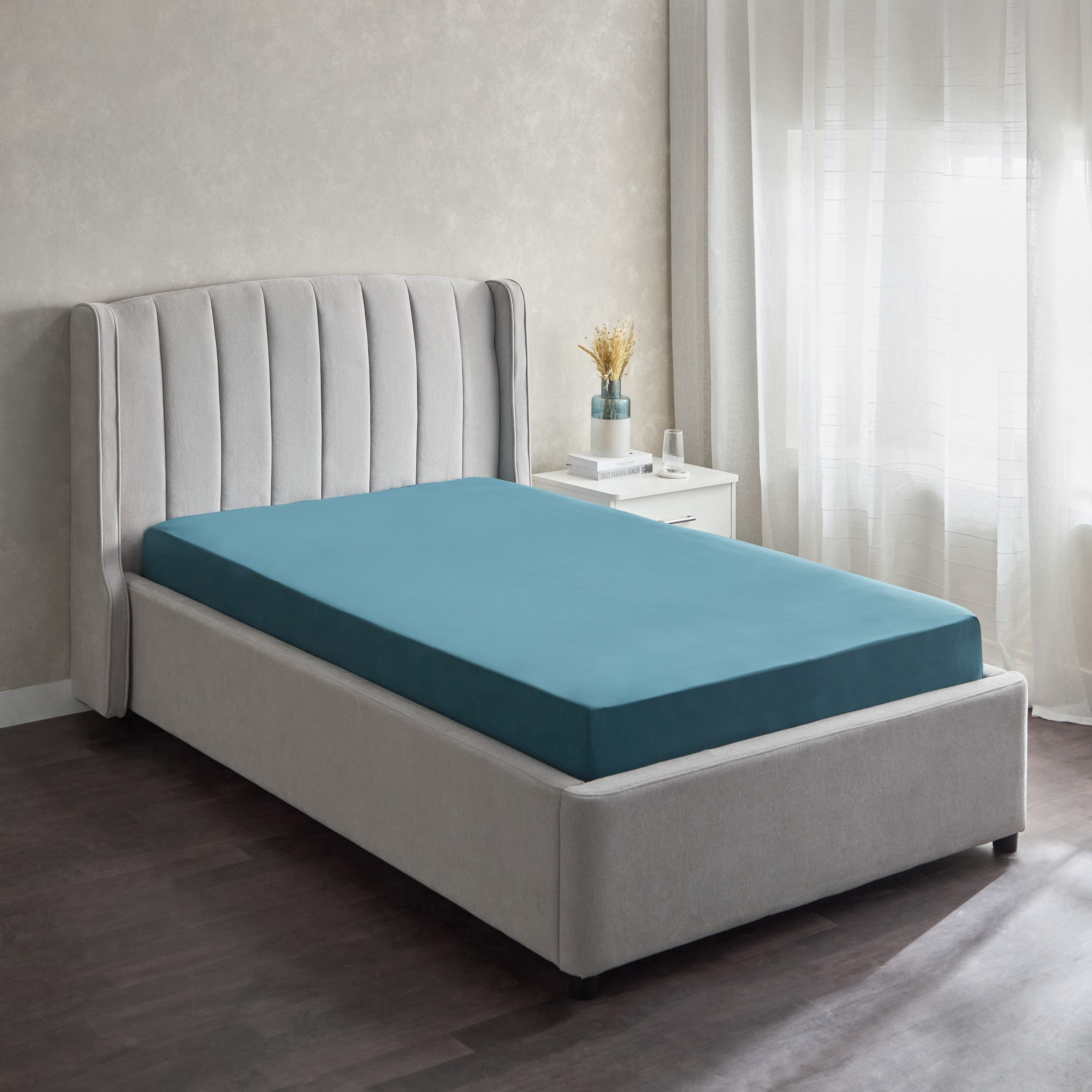 Derby Solid Twin Microfibre Fitted Sheet - 120x200+25 cm-hbxhomeware-hbxbedroom-image-1