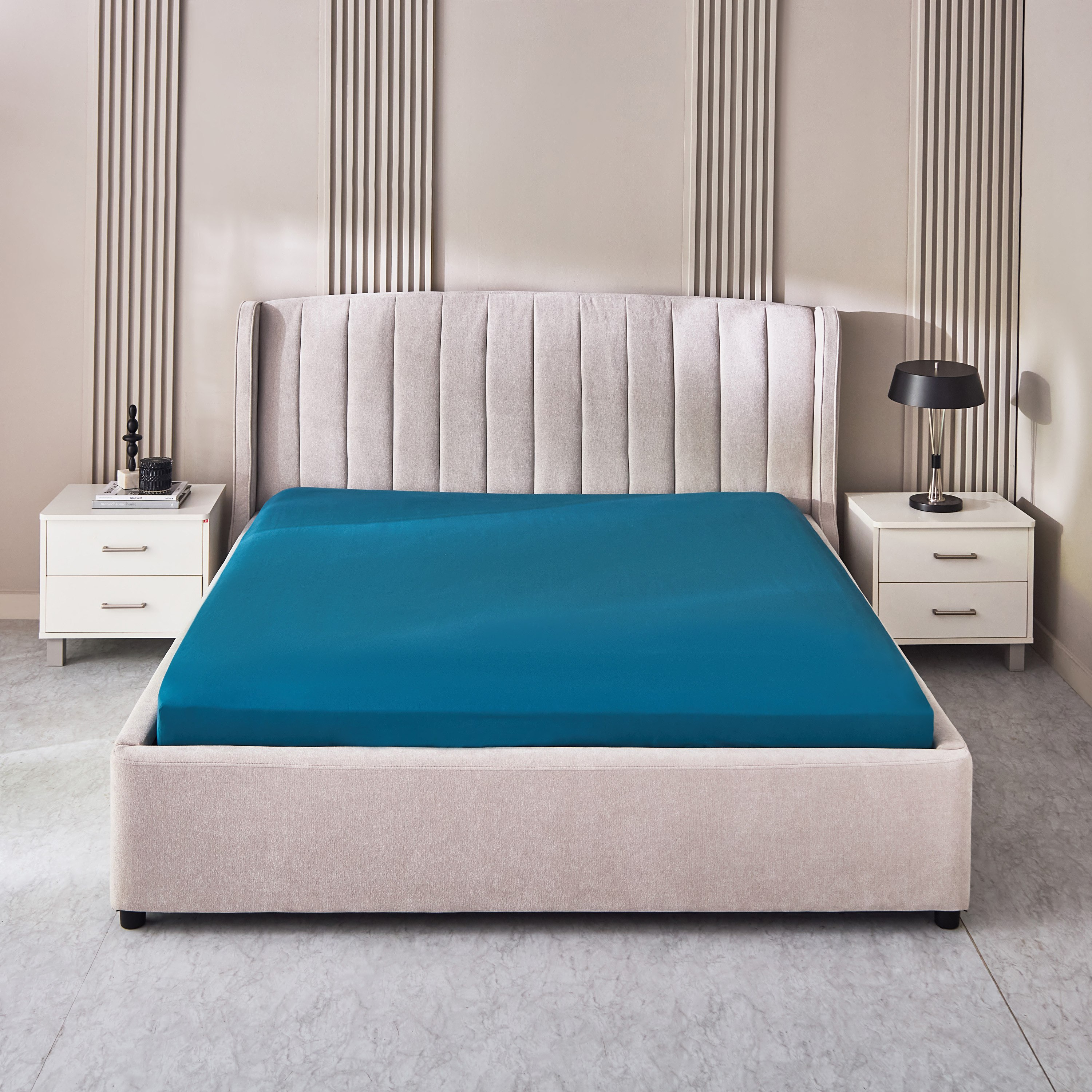 شرشف مطاطي مزدوج سادة من الألياف الدقيقة من ديربي - 140x200+25 سم-hbxhomeware-hbxbedroom-image-2