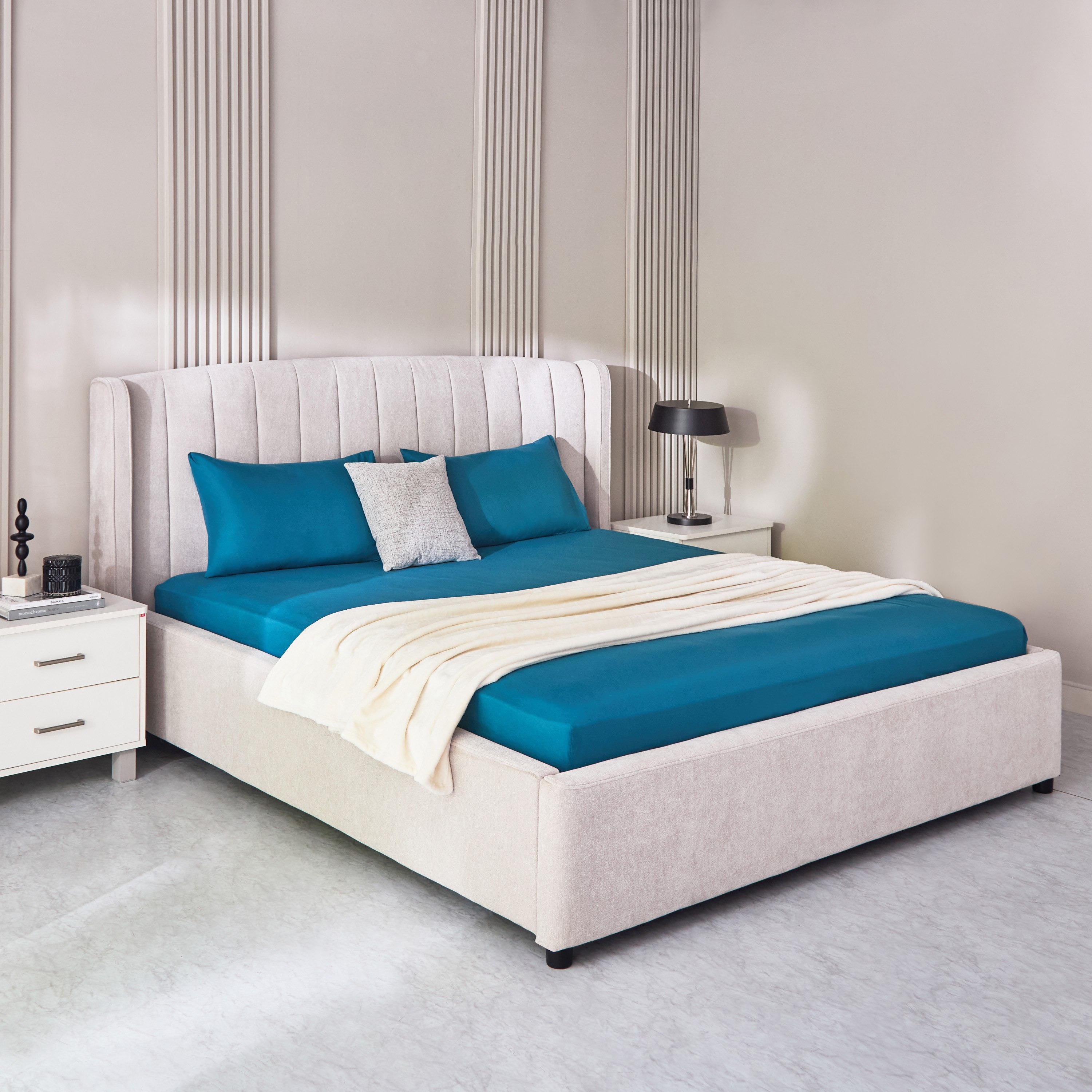 شرشف مطاطي مزدوج سادة من الألياف الدقيقة من ديربي - 140x200+25 سم-hbxhomeware-hbxbedroom-image-6