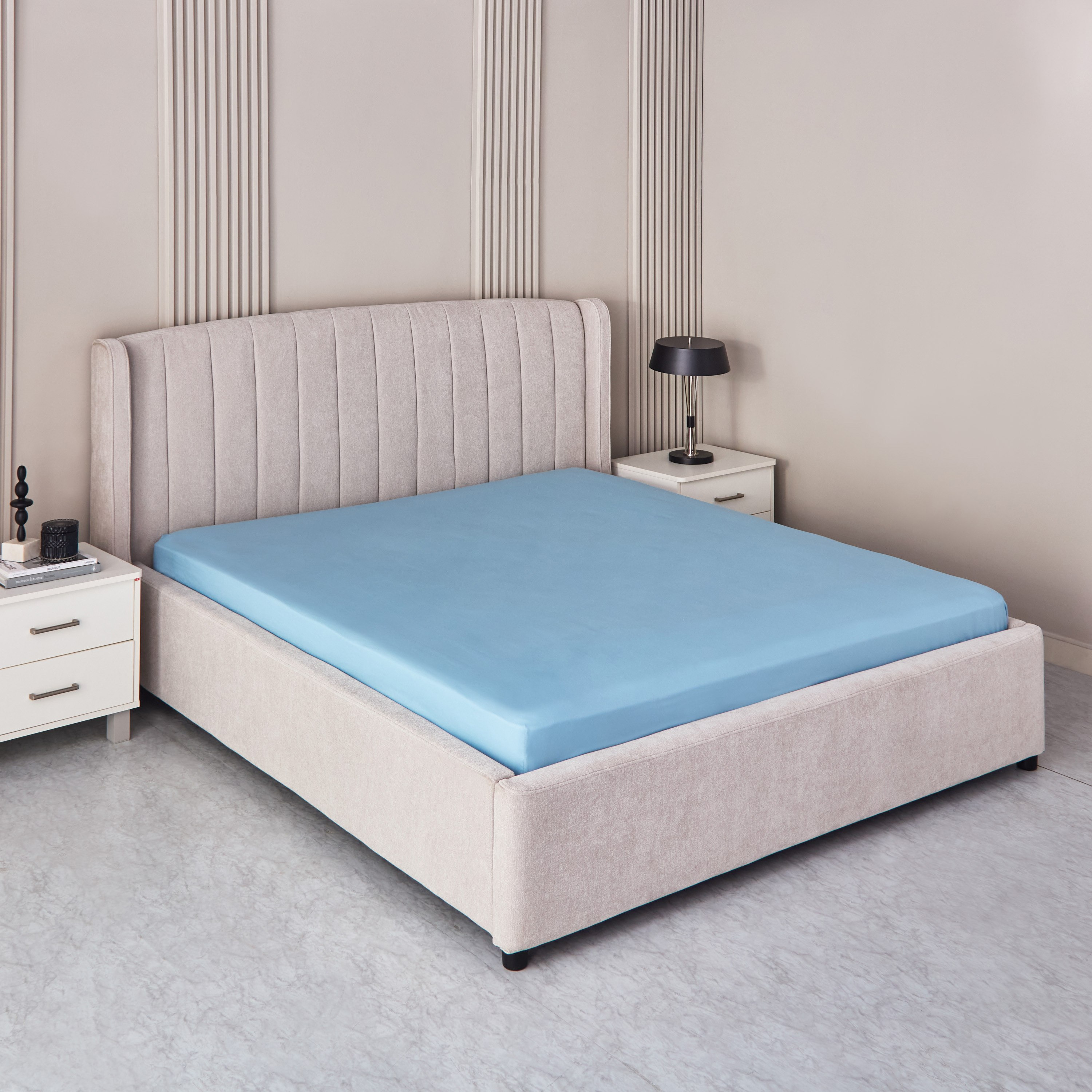 شرشف مطاطي أولمبيك كوين سادة من الألياف الدقيقة من ديربي - 160x200+25 سم-hbxhomeware-hbxbedroom-image-1