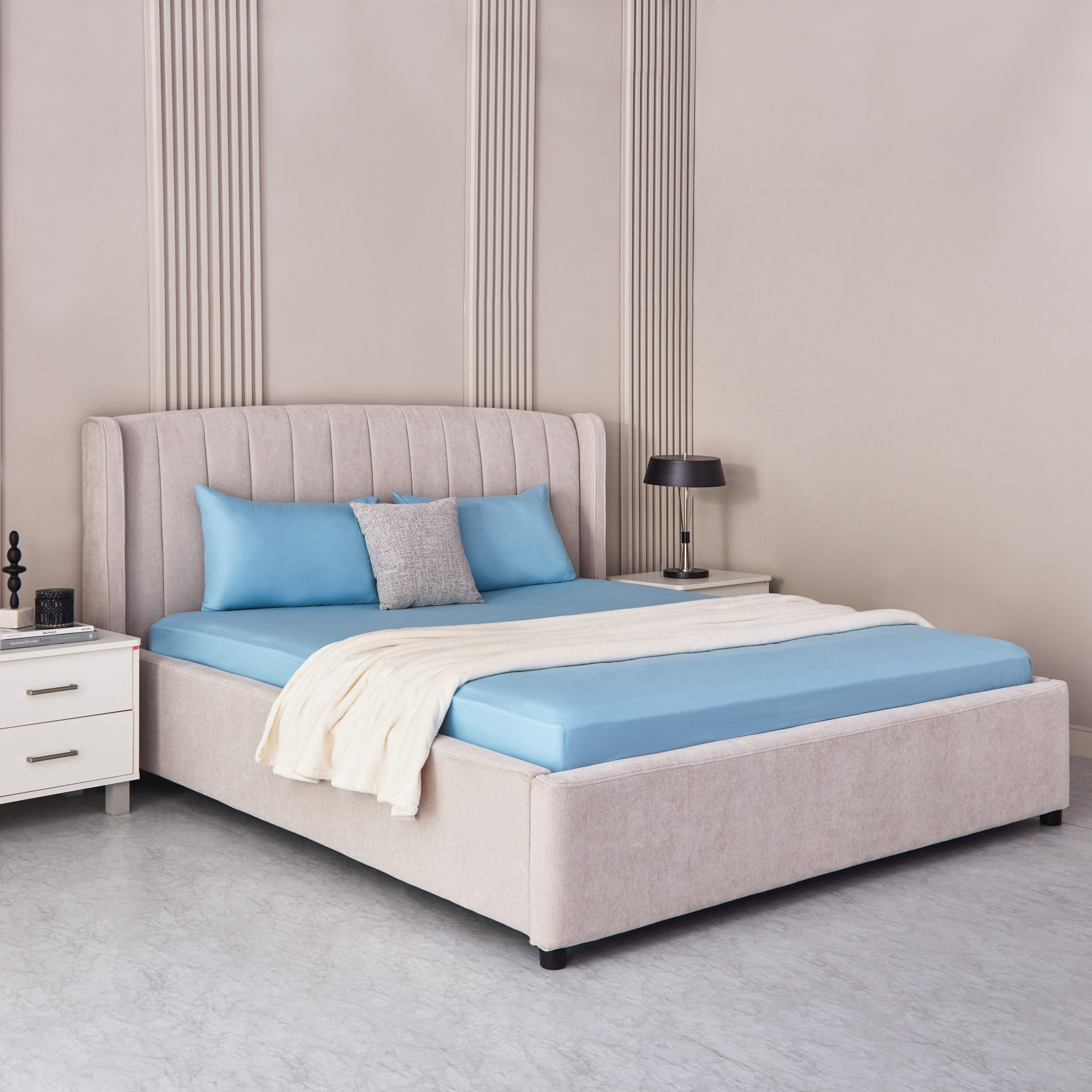 شرشف مطاطي أولمبيك كوين سادة من الألياف الدقيقة من ديربي - 160x200+25 سم-hbxhomeware-hbxbedroom-image-6