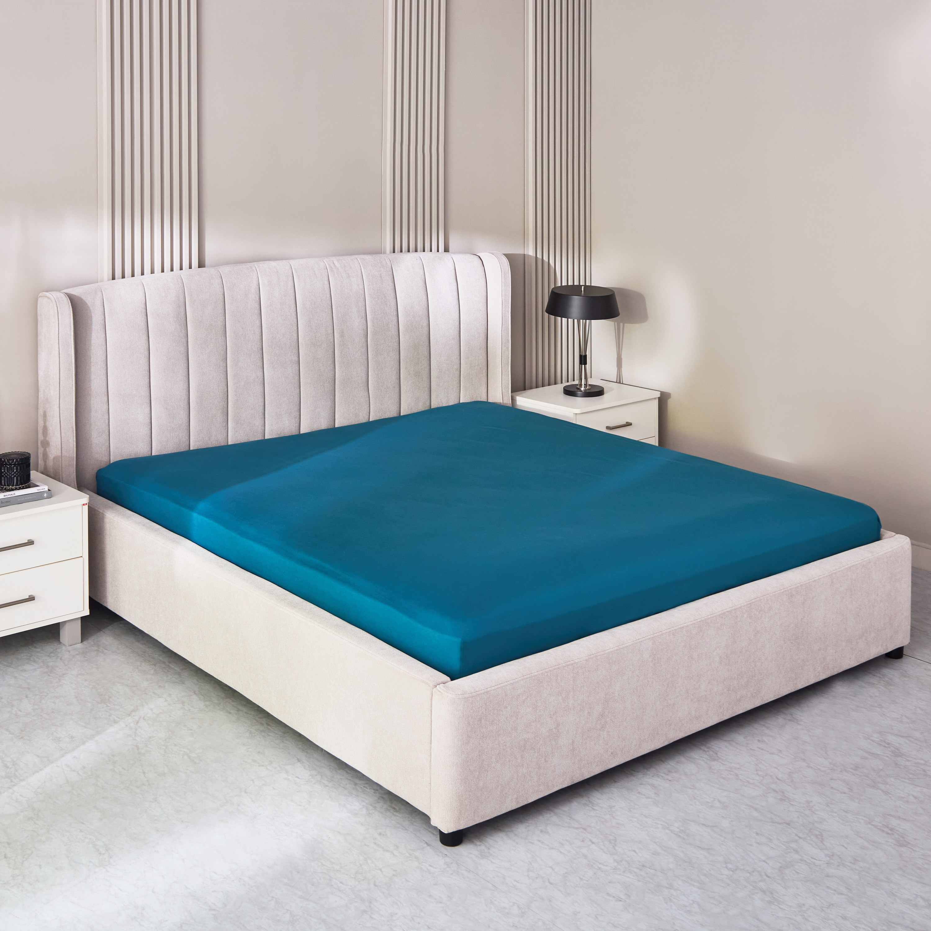 شرشف مطاطي أولمبيك كوين سادة من الألياف الدقيقة من ديربي - 160x200+25 سم-hbxhomeware-hbxbedroom-image-1