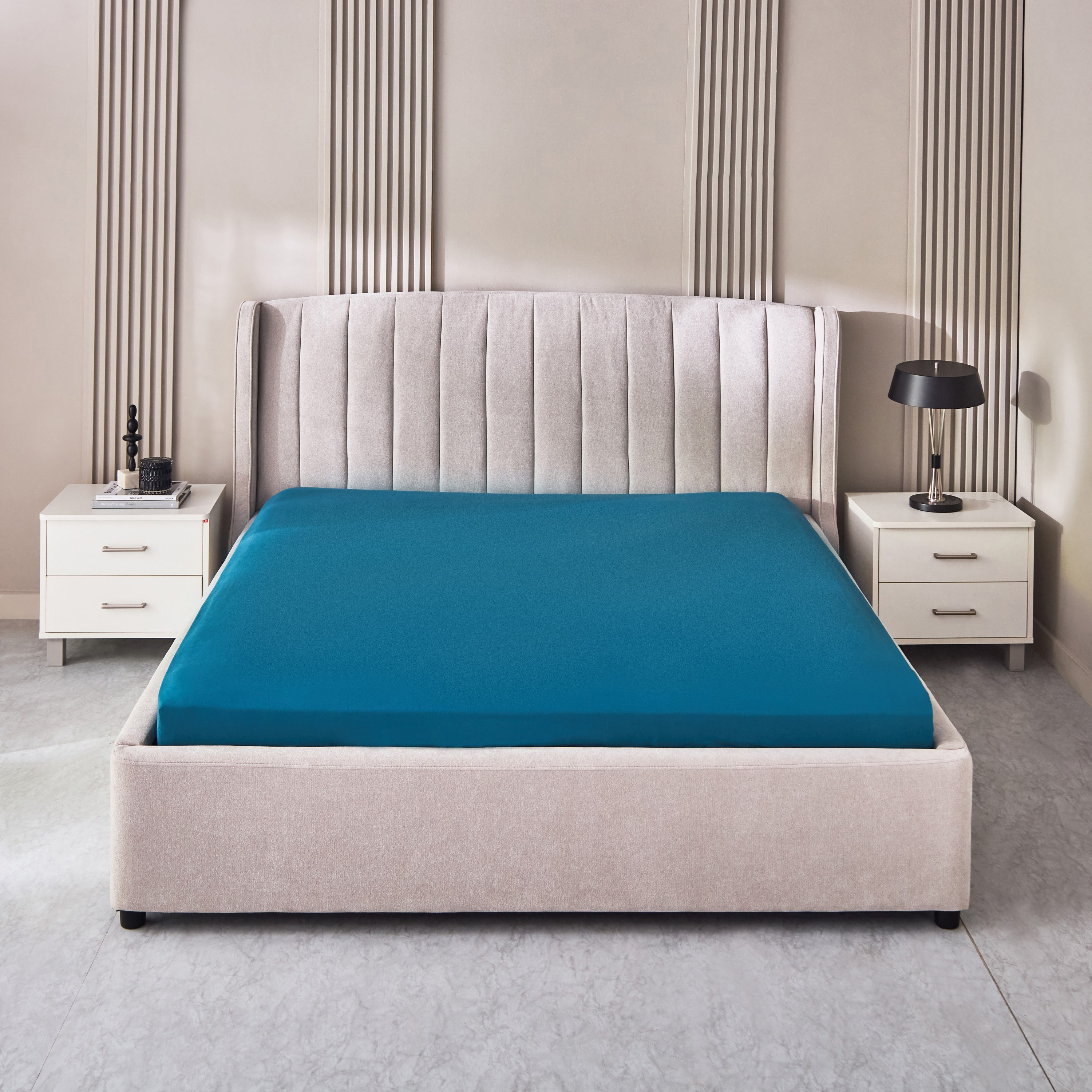 شرشف مطاطي أولمبيك كوين سادة من الألياف الدقيقة من ديربي - 160x200+25 سم-hbxhomeware-hbxbedroom-image-2