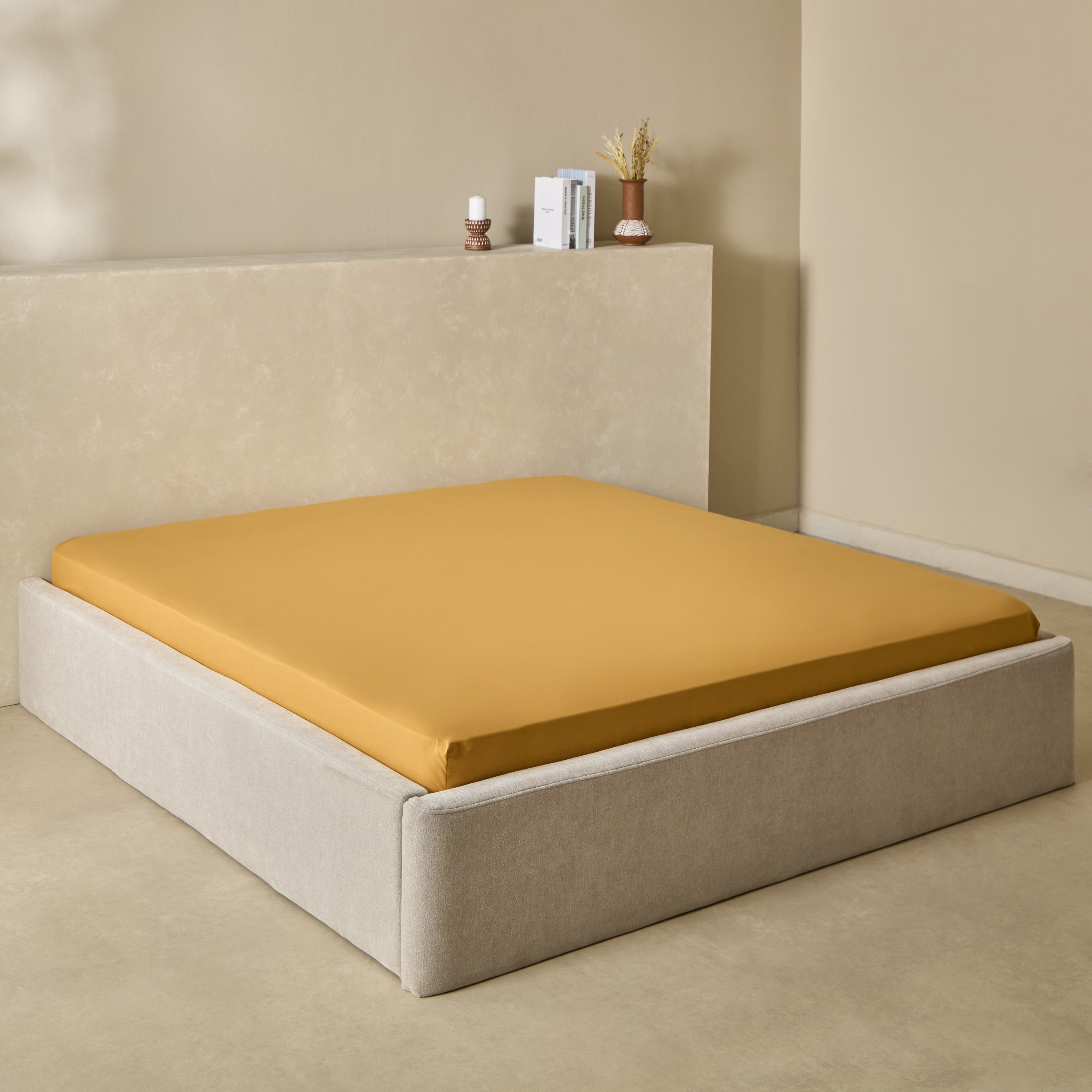 Derby Solid Microfiber Double Fitted Sheet - 140x200+25 cm-hbxhomeware-hbxbedroom-image-1