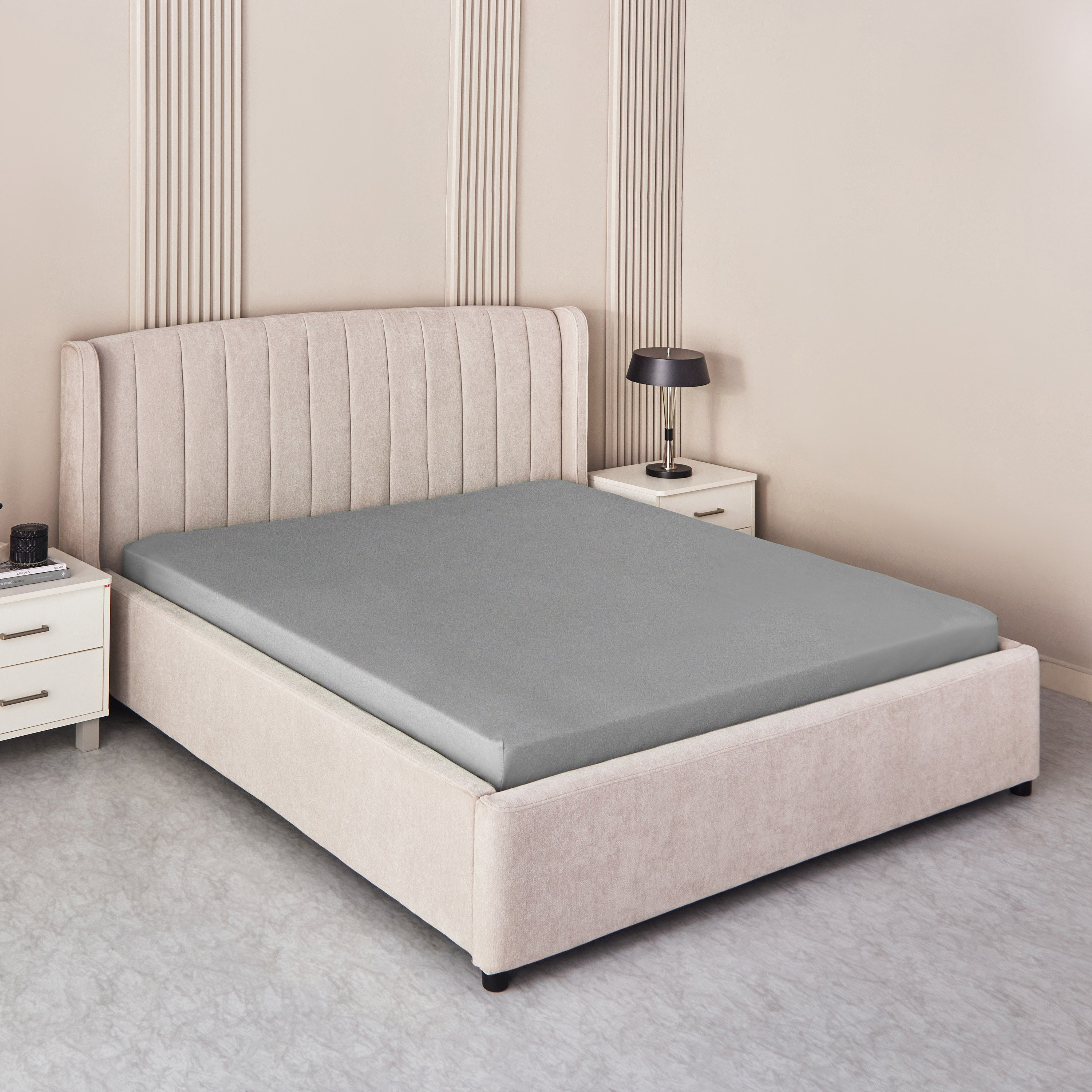 شرشف مطاطي كوين سادة من الألياف الدقيقة من ديربي - 150x200+25 سم-hbxhomeware-hbxbedroom-image-1