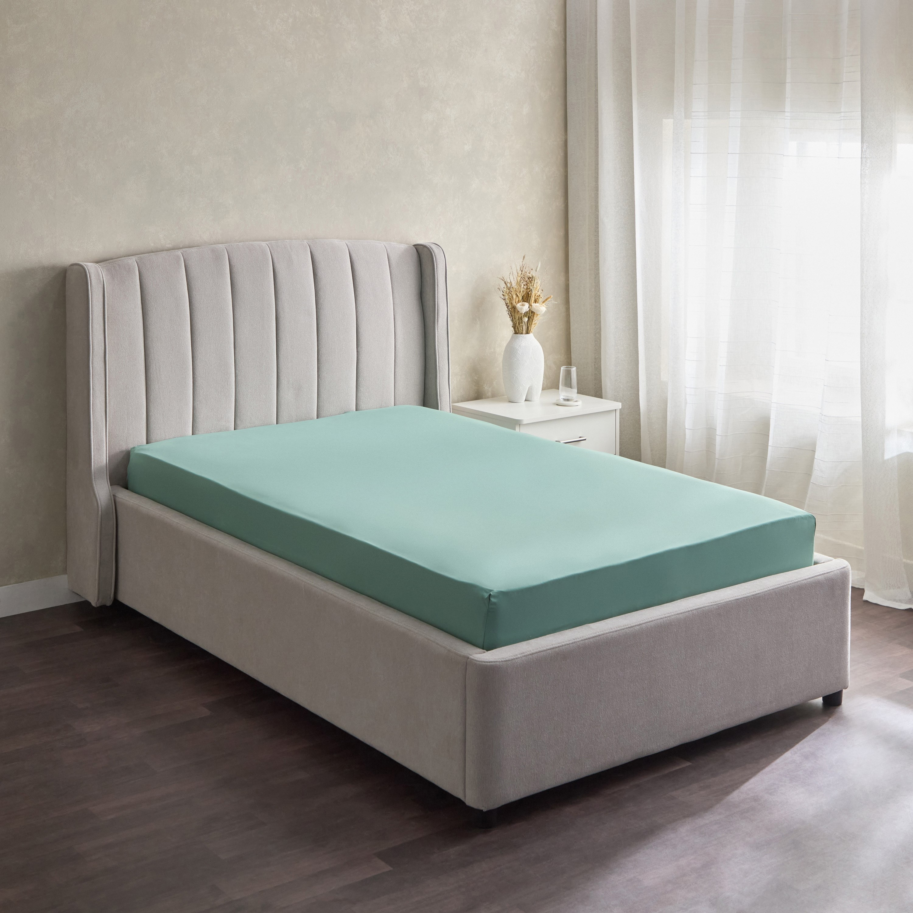 شرشف مطاطي فردي سادة من الألياف الدقيقة من ديربي - 90x190+20 سم-hbxhomeware-hbxbedroom-image-1