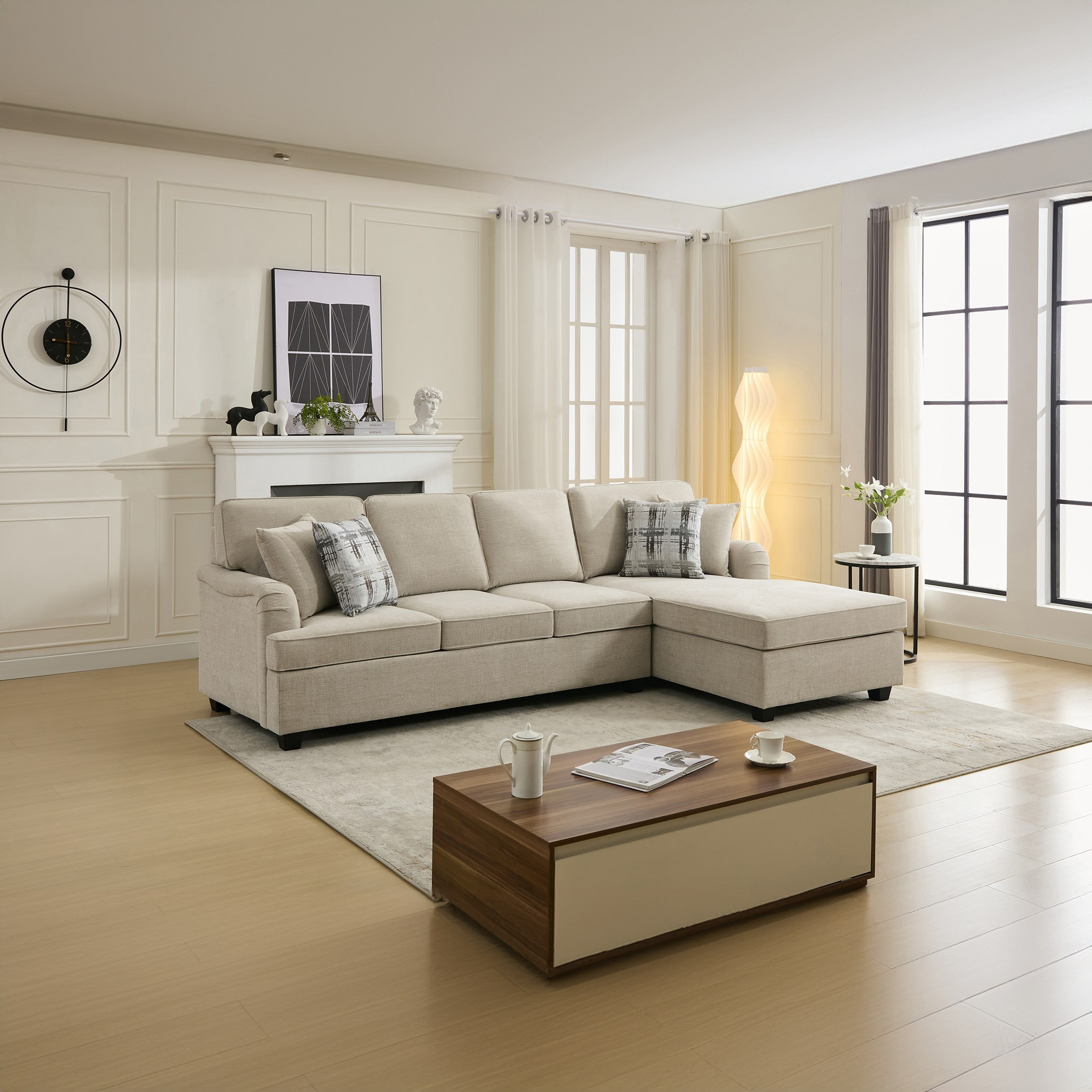 كنبة قماش ركن يمين 5 مقاعد مع 4 وسائد من إن إكس تي كاليفورنيا-hbxlivingroom-sofasandarmchairs-cornersofas-image-1