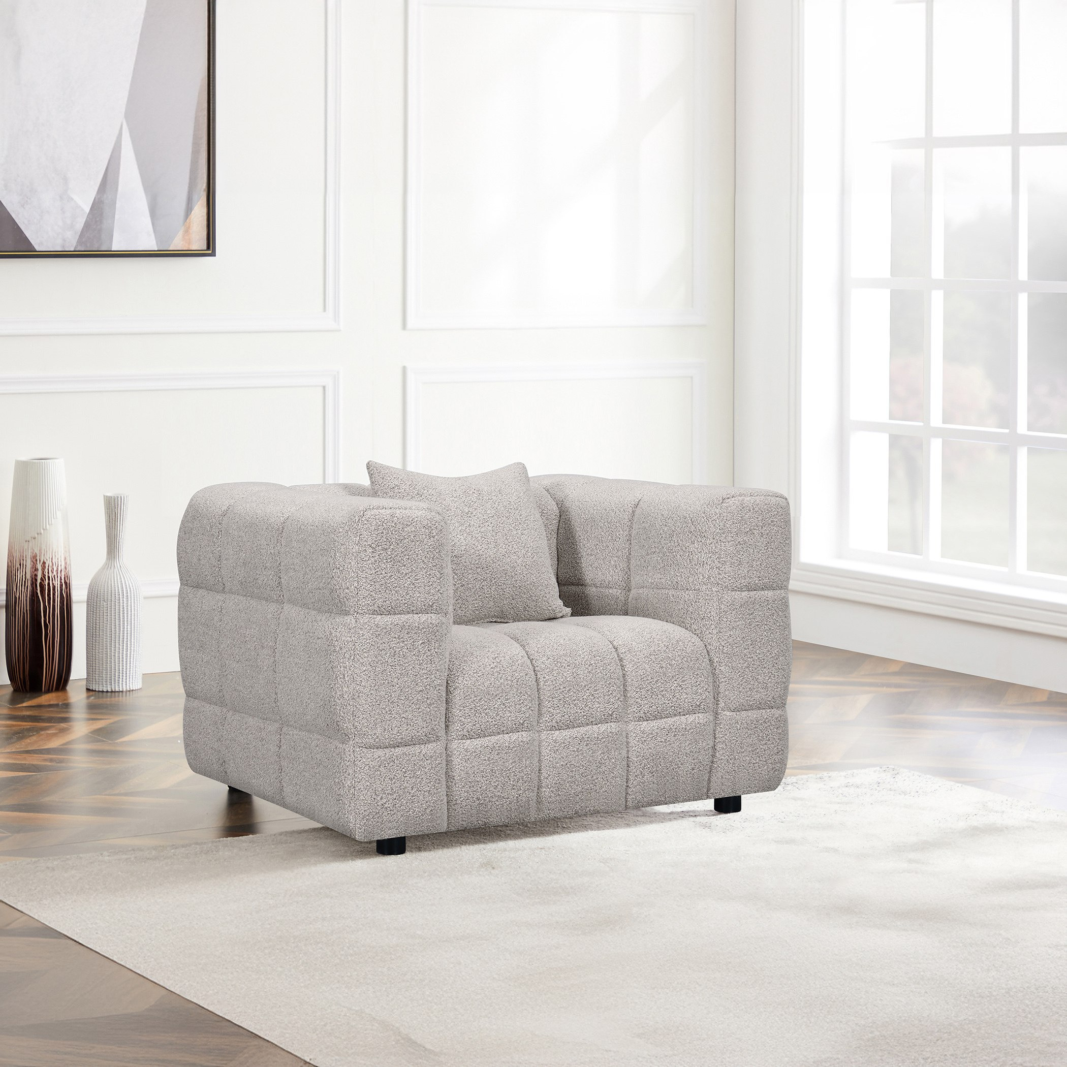 Swen Armchair Fabric Sofa with Cushion-hbxlivingroom-sofasandarmchairs-sofas-image-1