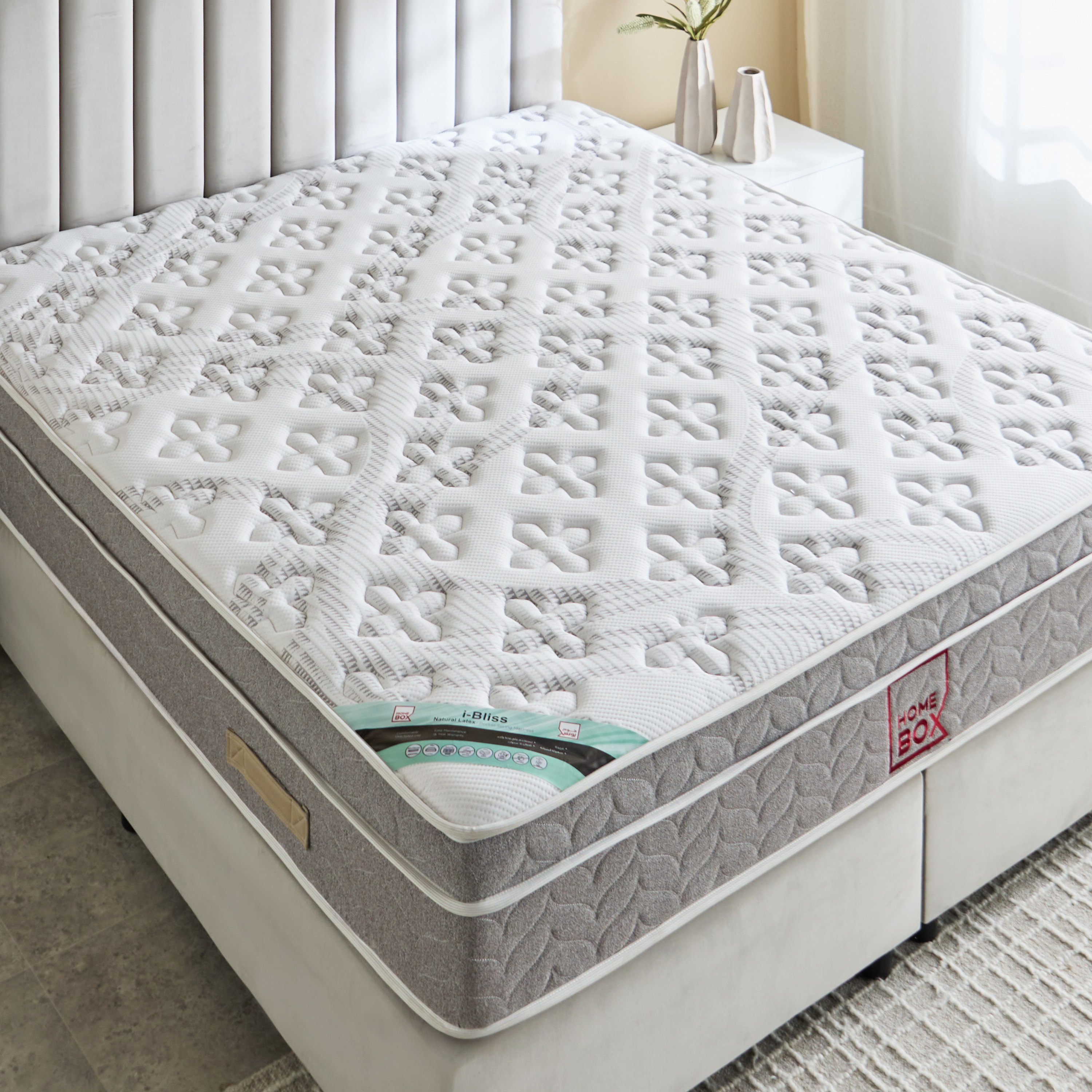 SleepLuxe iBliss Natural Latex Medium Firm Knitted Breathable Pocket Spring Mattress - 200x200x28 cm-PROMO_HB_KSA_HBX10_190925-image-4
