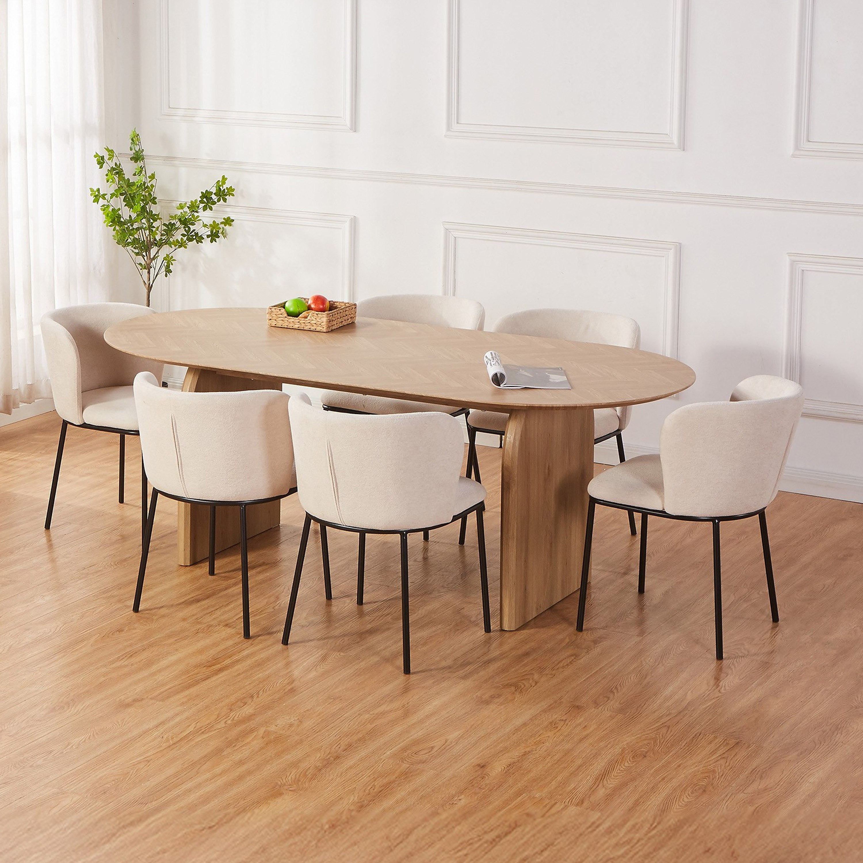 طقم طاولة سفرة بيضاوية 6 مقاعد من هيميسفير-hbxfurniture-diningtablesandsets-diningsets-sixseater-image-1