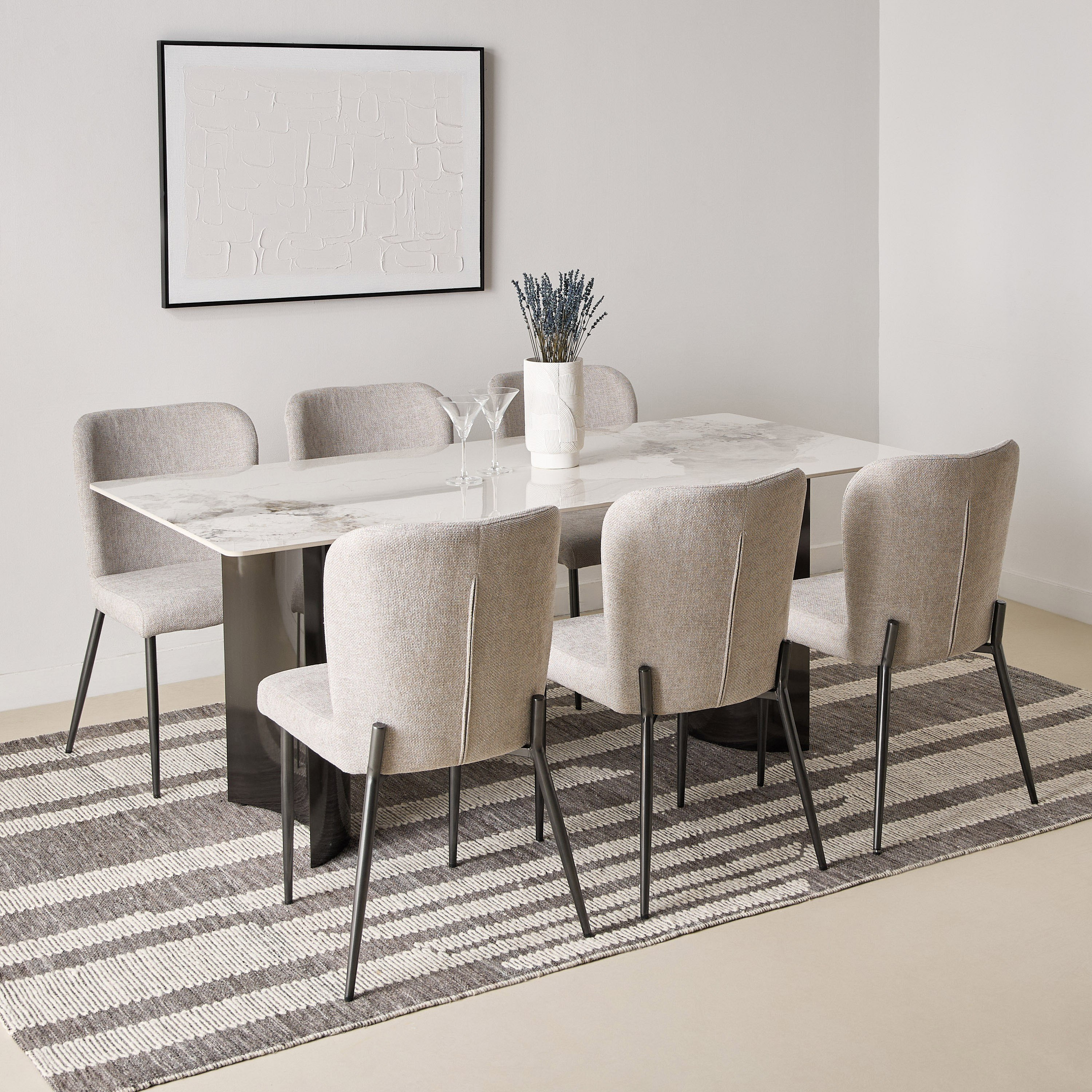 طقم سفرة من الحجر الملبد 6 مقاعد من ماجنوم-hbxfurniture-diningtablesandsets-diningsets-sixseater-image-1