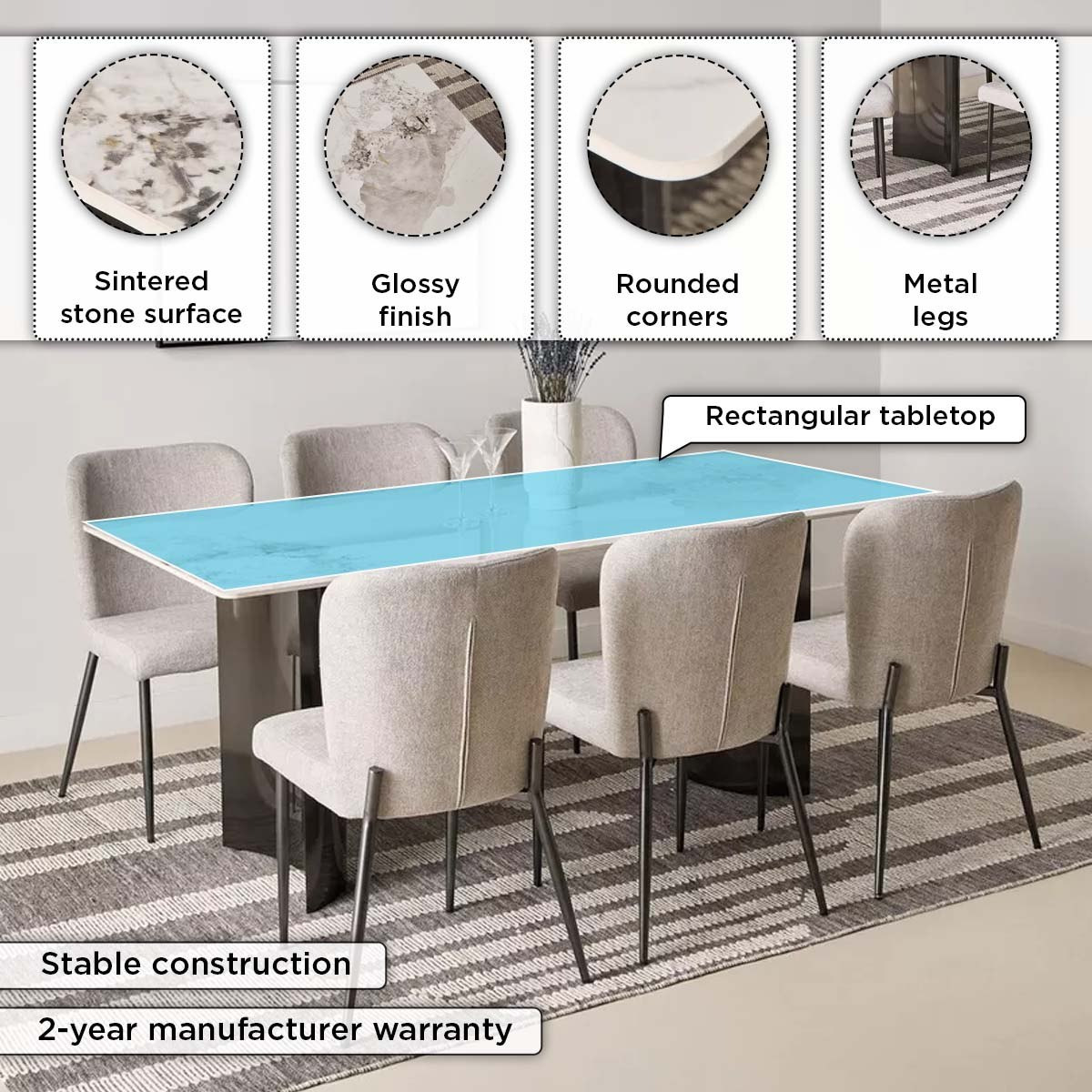 طقم سفرة من الحجر الملبد 6 مقاعد من ماجنوم-hbxfurniture-diningtablesandsets-diningsets-sixseater-image-14