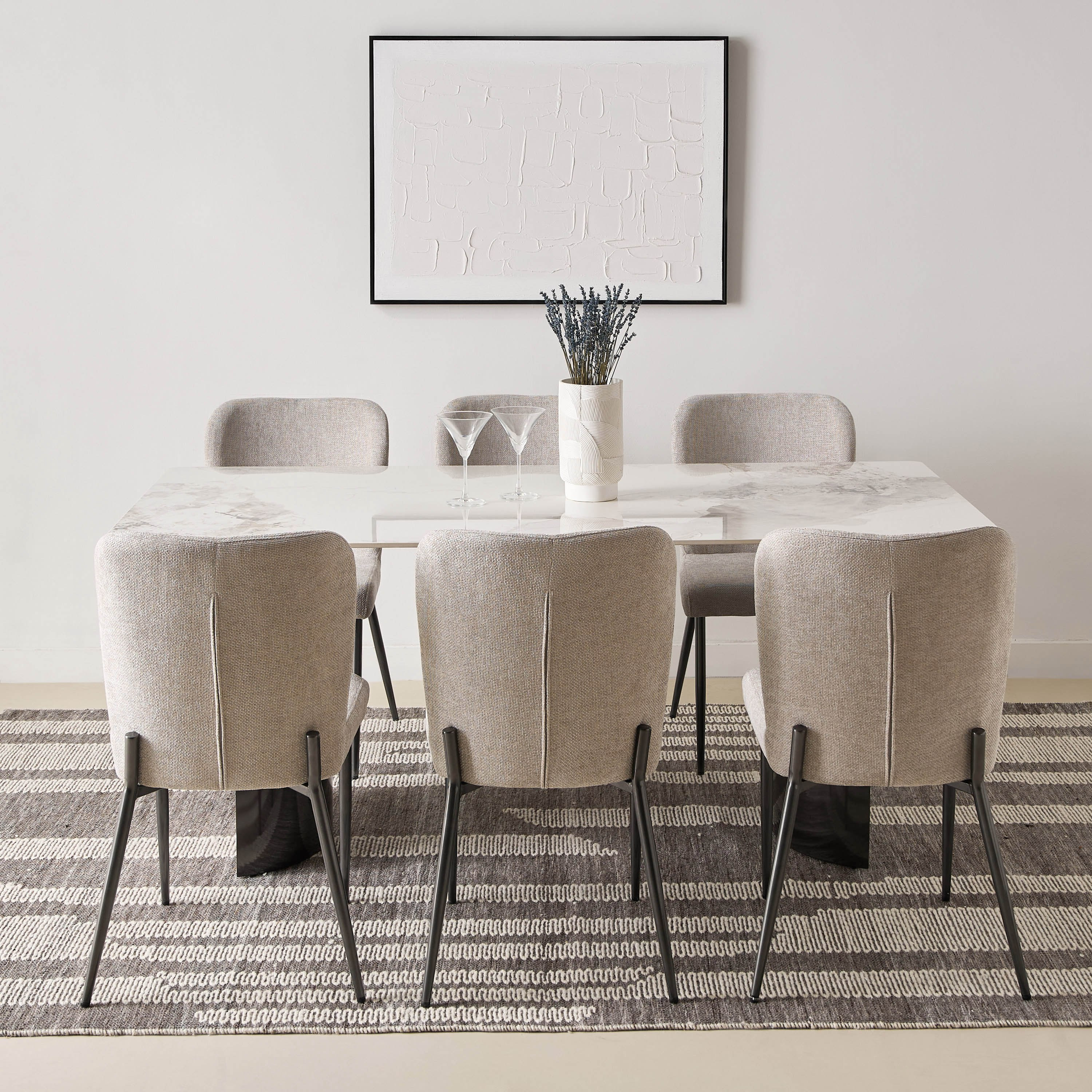 طقم سفرة من الحجر الملبد 6 مقاعد من ماجنوم-hbxfurniture-diningtablesandsets-diningsets-sixseater-image-2
