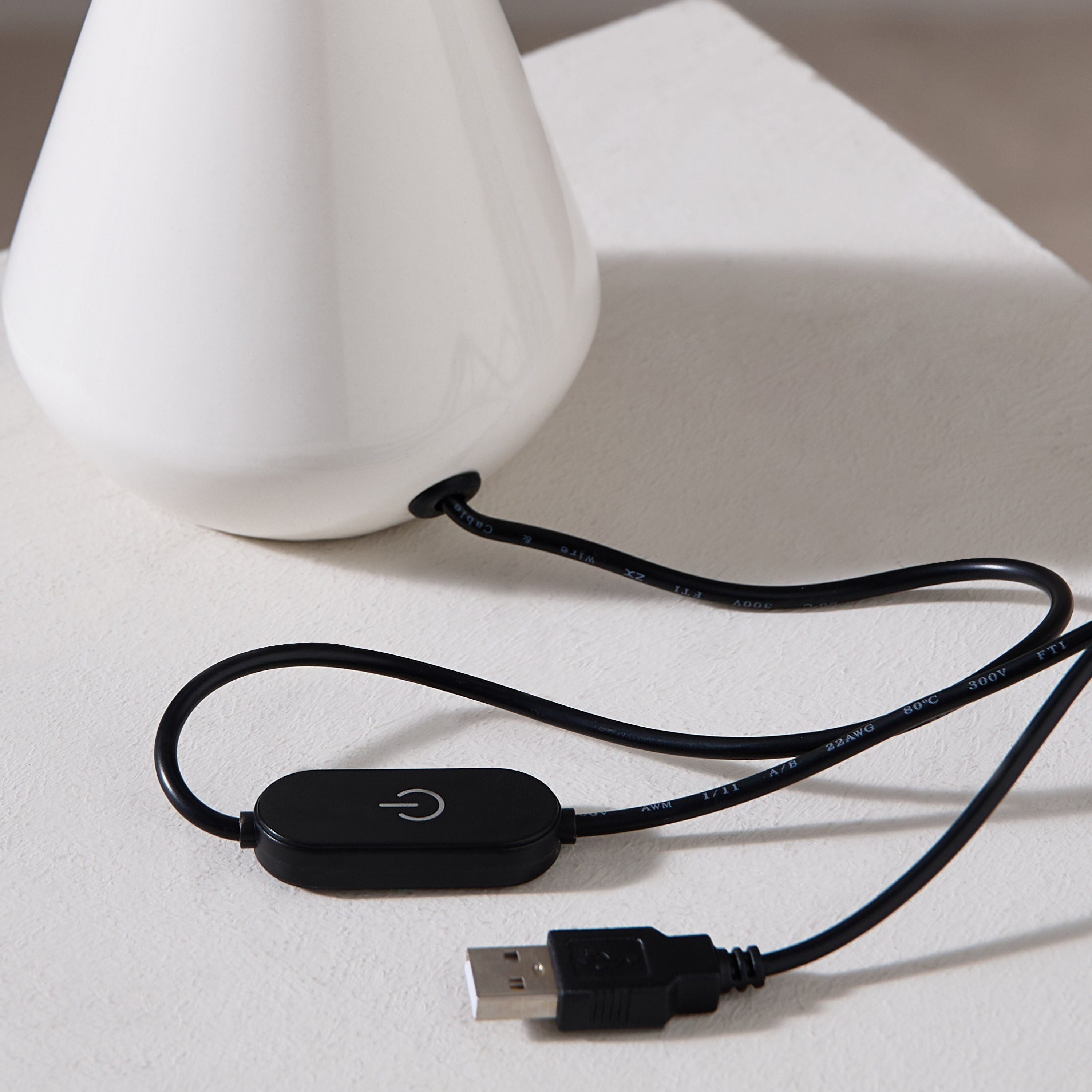 Sega Ceramic Table Lamp with USB Power Port and 3-Color Light - 14x14x35 cm-hbxbedroom-lighting-tablelamps-image-5