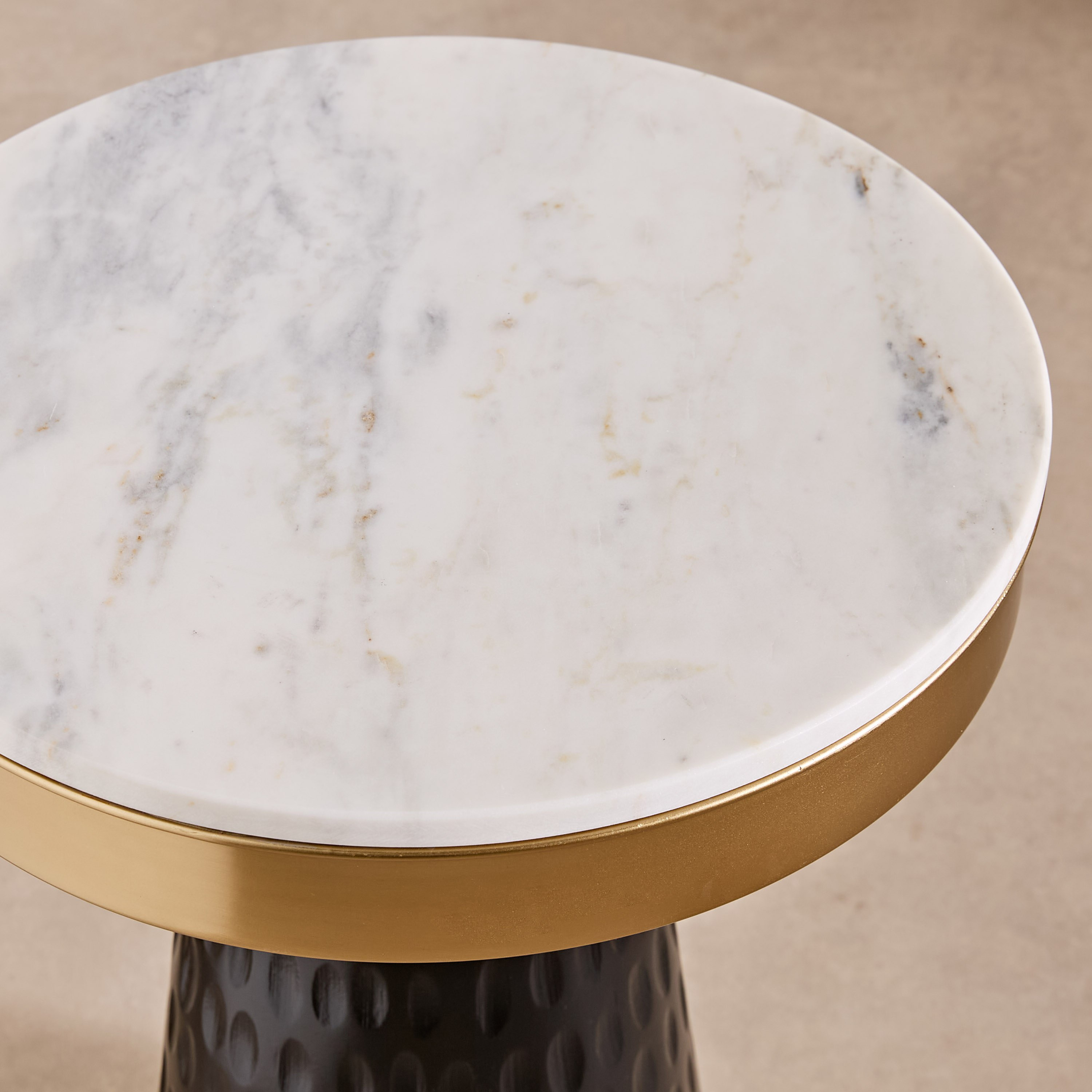 Vendra Gauri Genuine Marble Top End Table with Solid Wood Base-hbxfurniture-livingroom-endtables-image-4