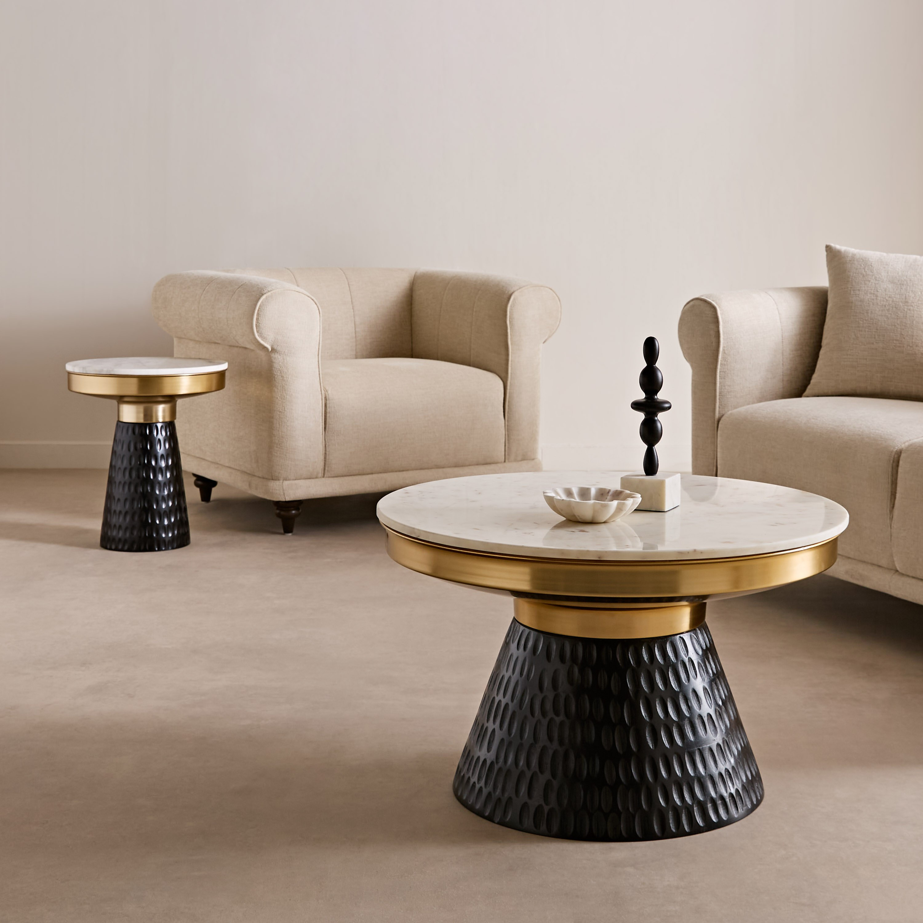 Vendra Gauri Genuine Marble Top End Table with Solid Wood Base-hbxfurniture-livingroom-endtables-image-5