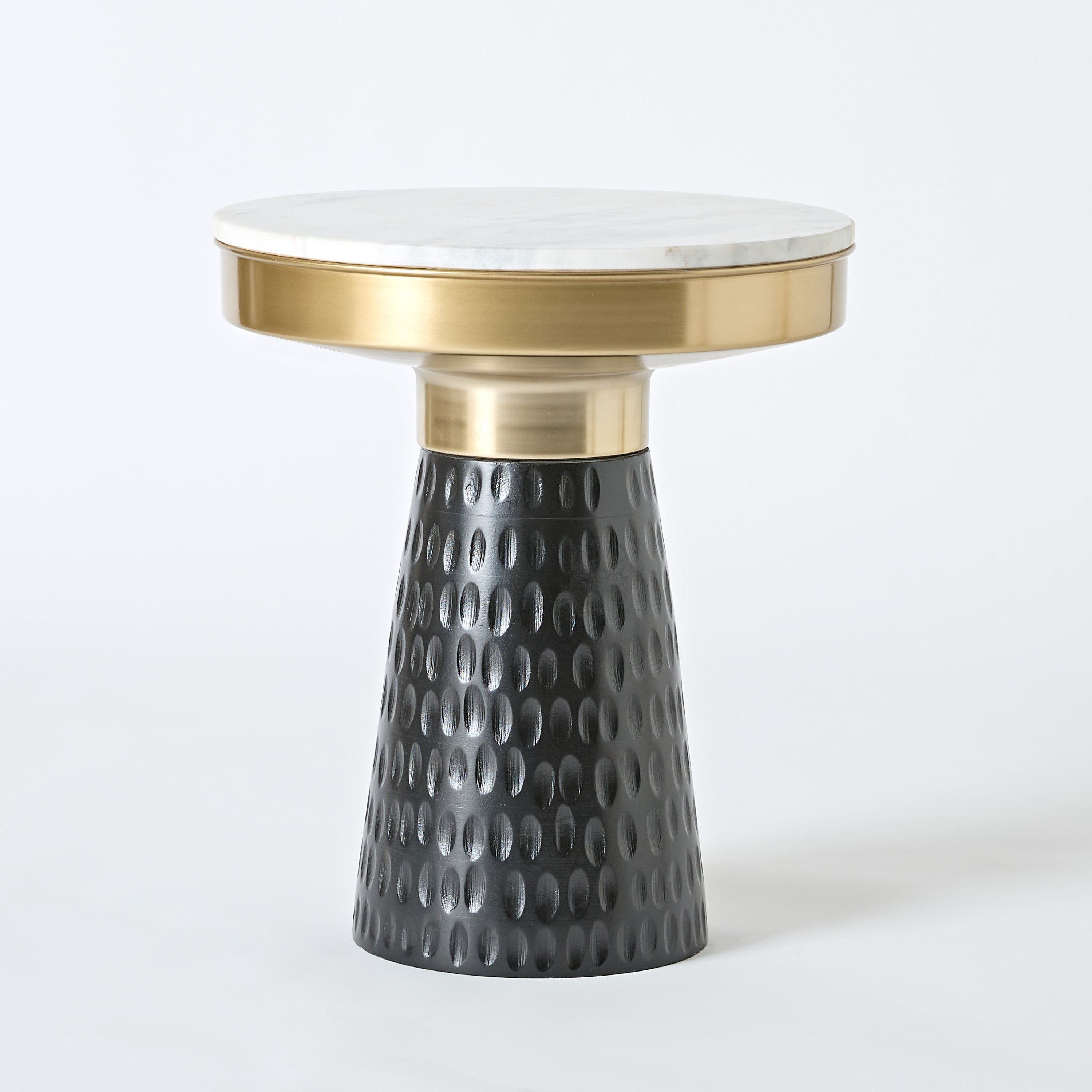 Vendra Gauri Genuine Marble Top End Table with Solid Wood Base-hbxfurniture-livingroom-endtables-image-6