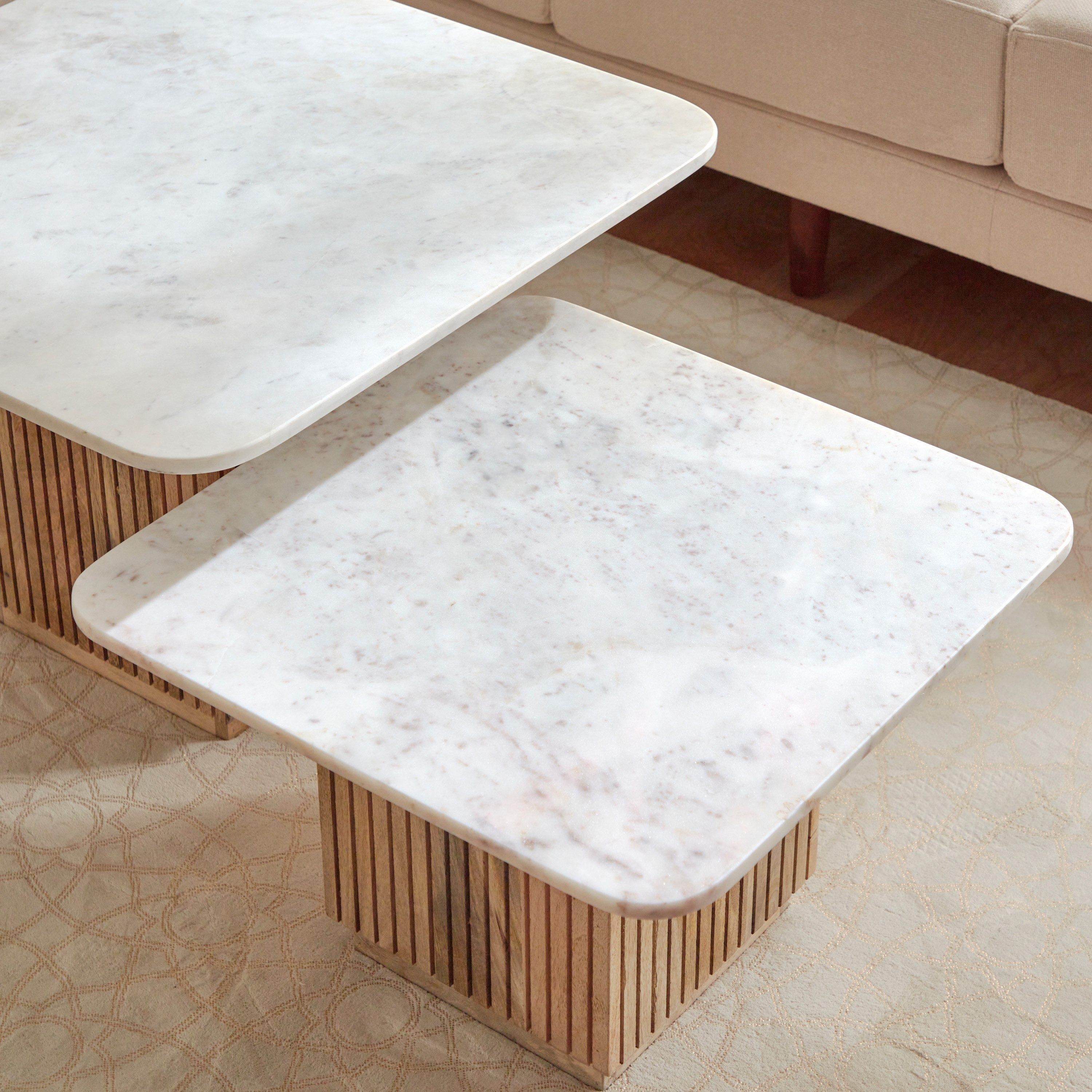 Cavon Fluted NXT 2-Piece Genuine Marble Top Square Coffee Table with Solid Wood Base-PROMO_HB_SA_HBX10_TH1000_NEW_031025-image-6