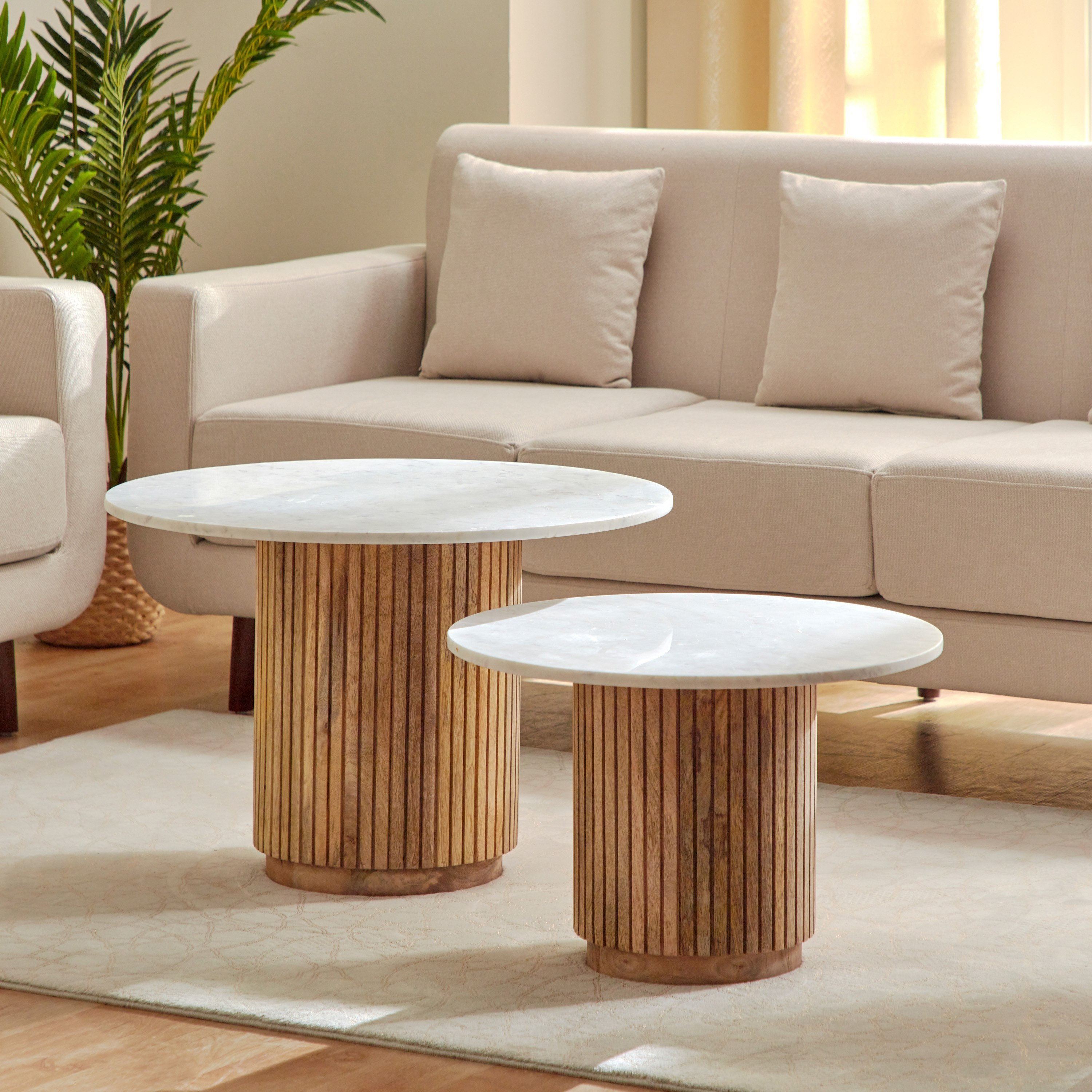 Cavon Fluted NXT 2-Piece Genuine Marble Top Round Coffee Table with Solid Wood Base-PROMO_HB_UAE_HBX10_250526-image-5