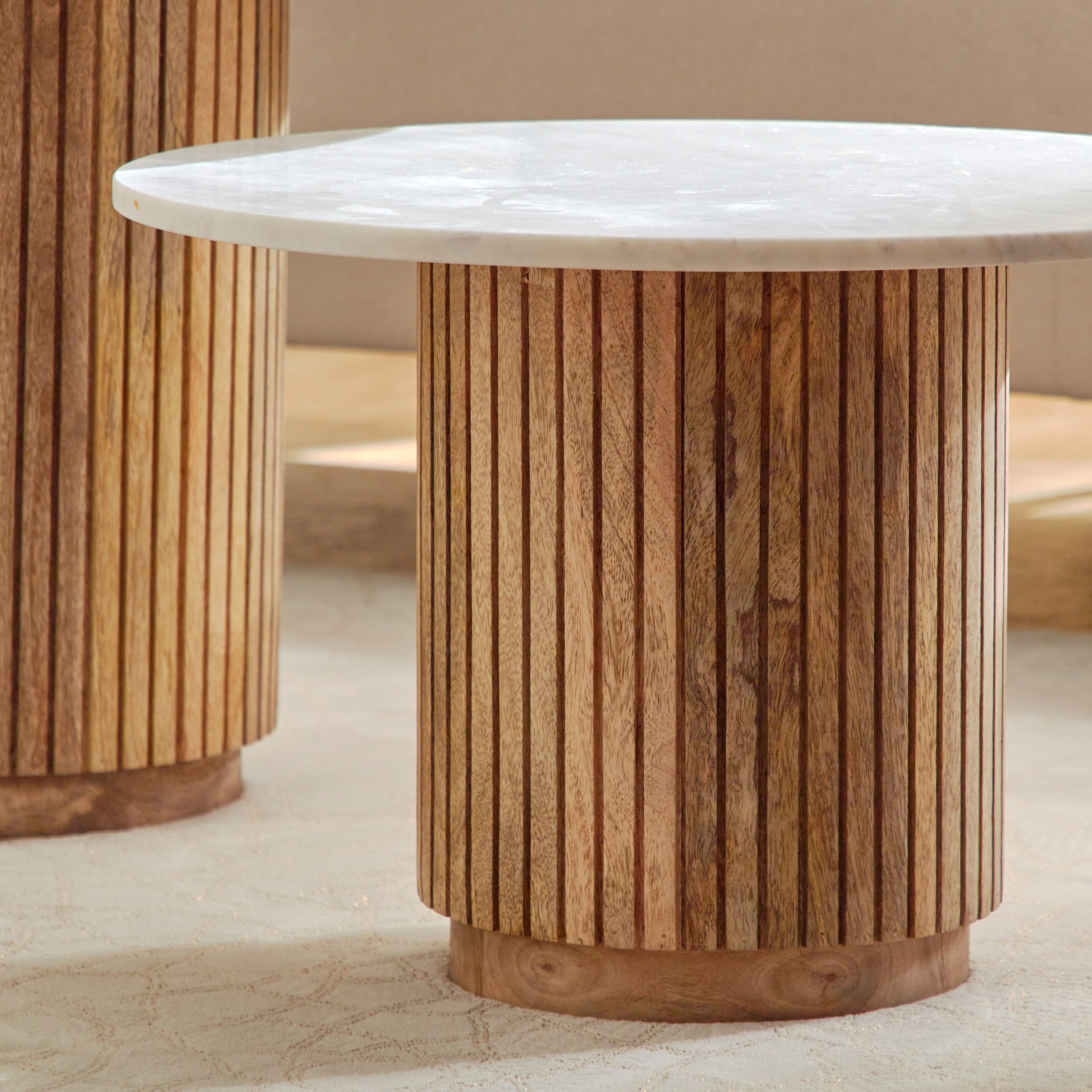 Cavon Fluted NXT 2-Piece Genuine Marble Top Round Coffee Table with Solid Wood Base-PROMO_HB_UAE_HBX10_250526-image-6