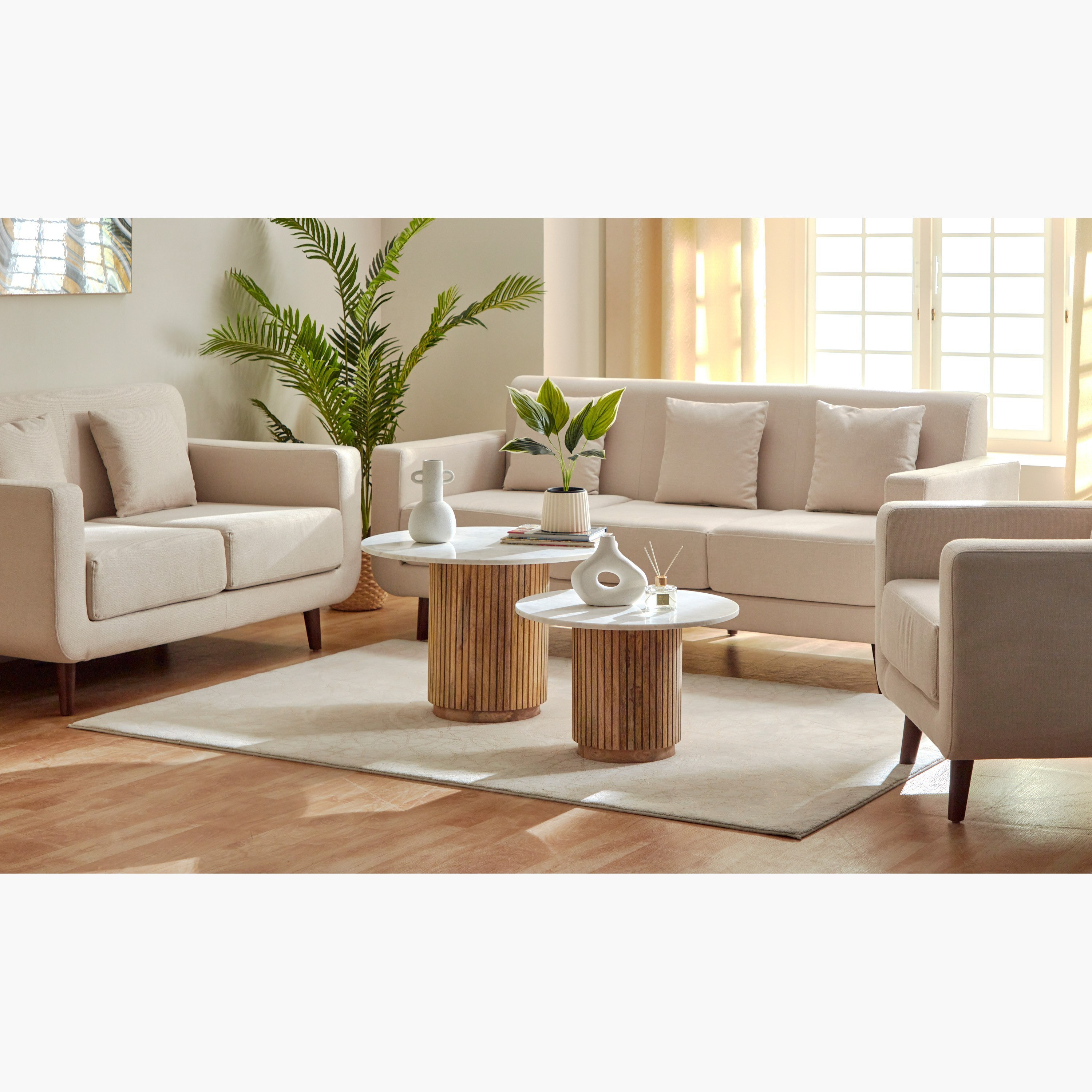 Cavon Fluted NXT 2-Piece Genuine Marble Top Round Coffee Table with Solid Wood Base-PROMO_HB_UAE_HBX10_250526-image-9