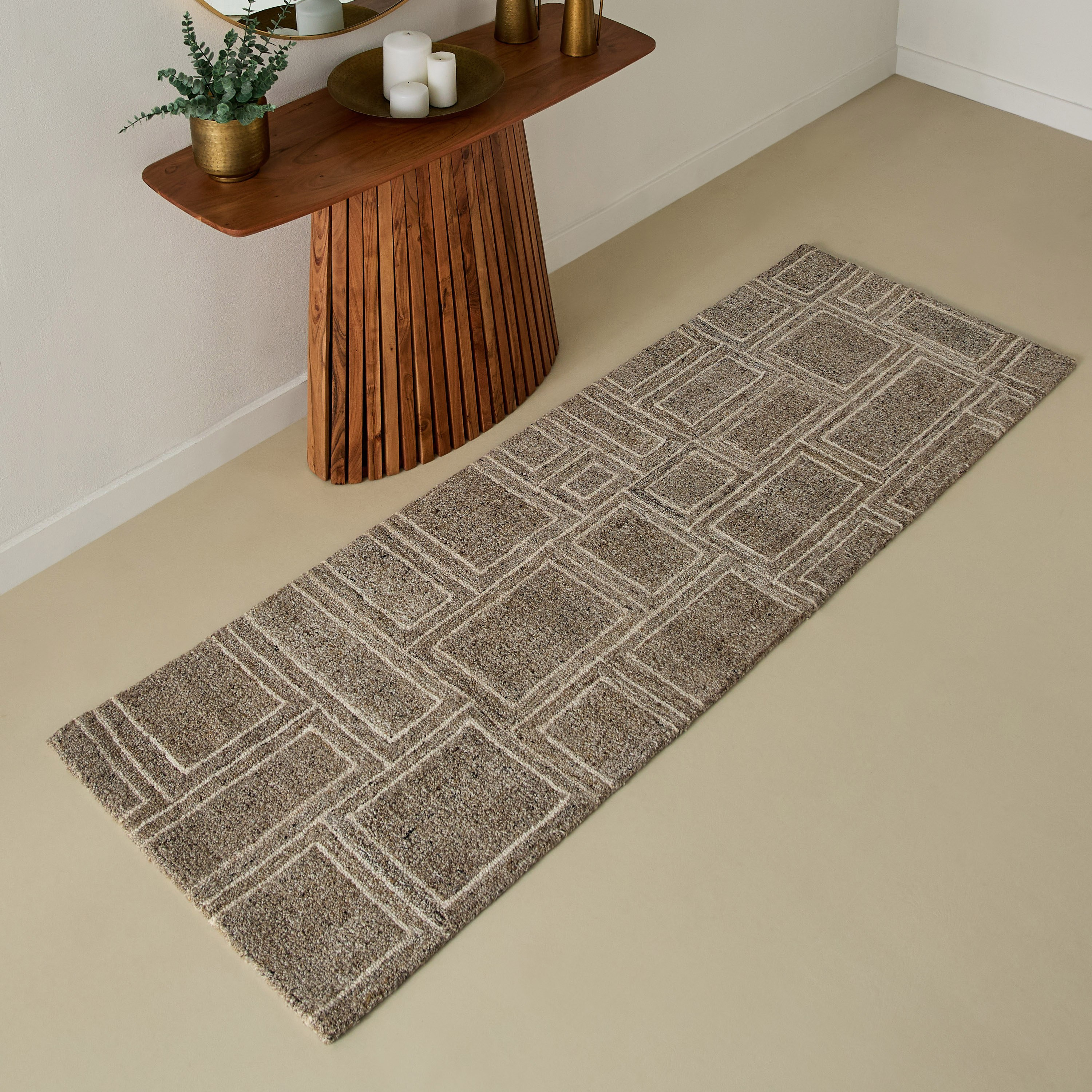 سجادة صوف مصنوعة يدويًا فيكتور من قصبان - 80×230 سم-hbxdecorandfurnishings-floorcoverings-rugs-image-1