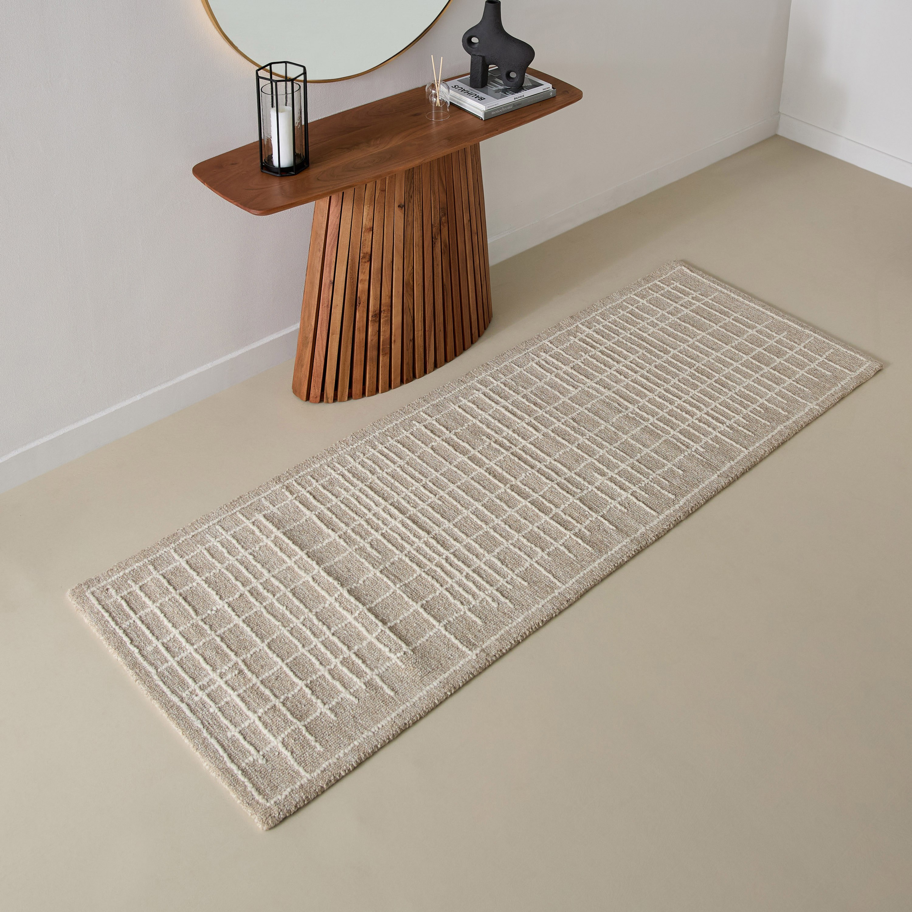 سجادة صوف مصنوعة يدويًا أجات من قصبان - 80x230×350 سم-hbxdecorandfurnishings-floorcoverings-rugs-image-1