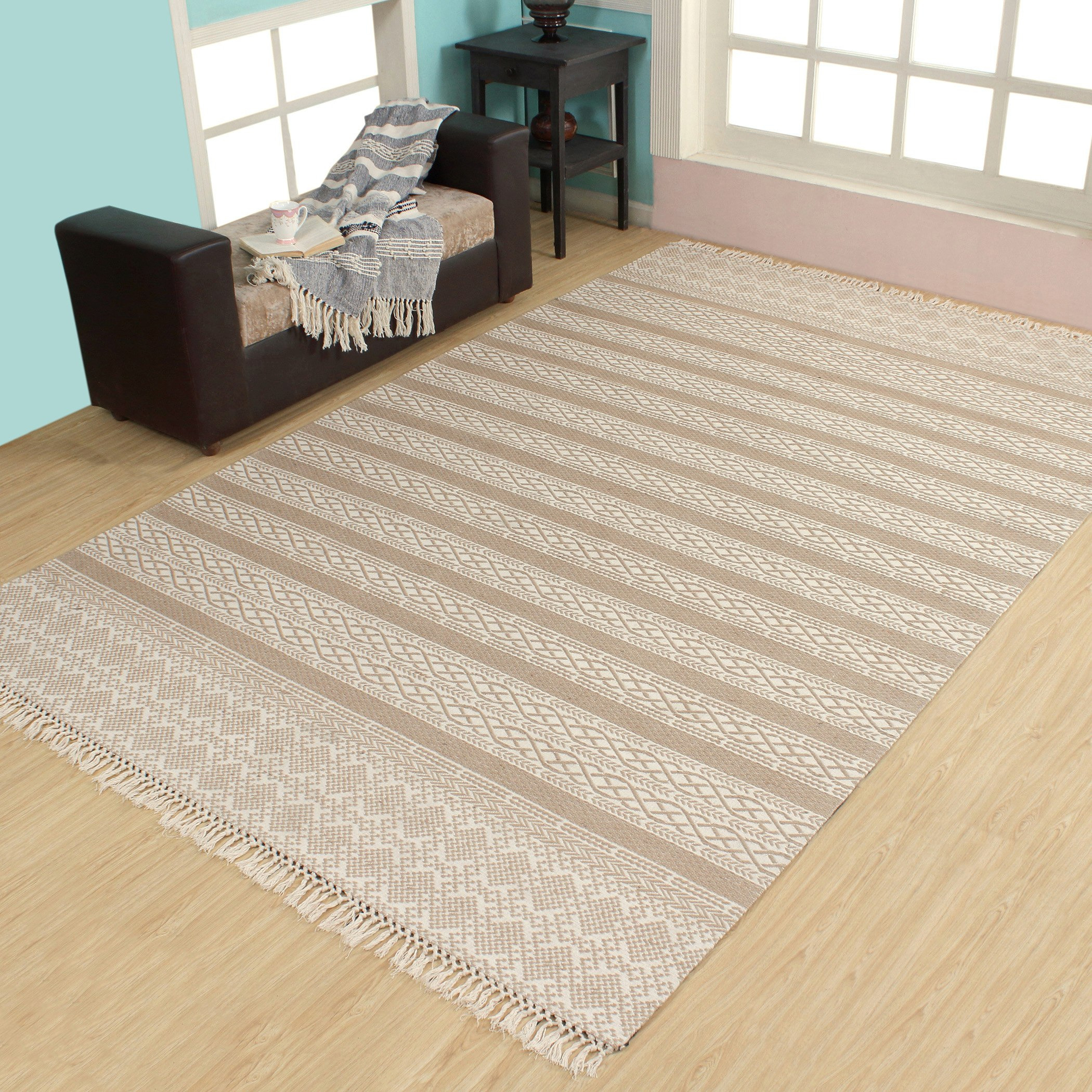 سجادة جوت قطن جاكار من أفيزا - 200x300 سم-hbxdecorandfurnishings-floorcoverings-rugs-image-1