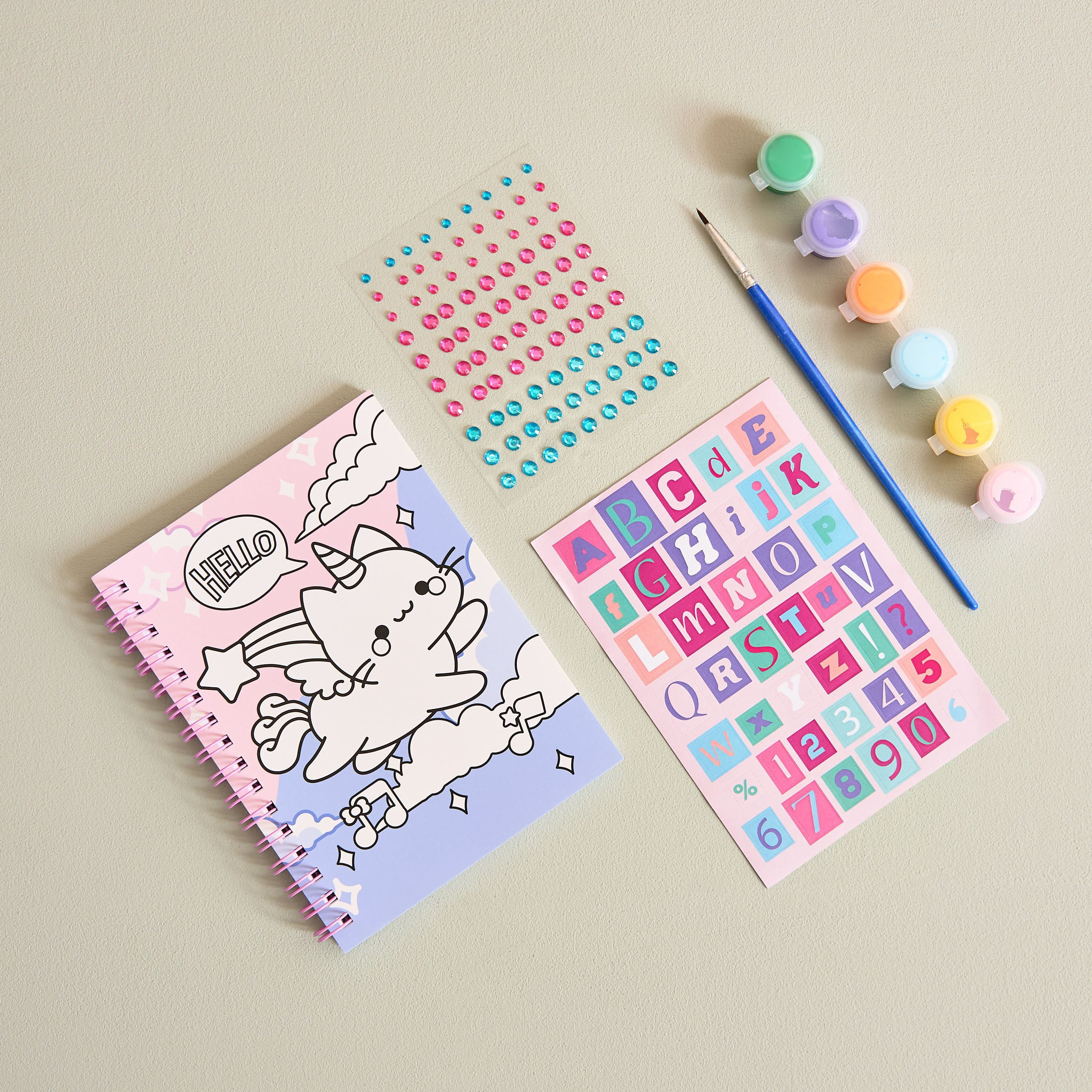 Scribble Cat 5-Piece Notebook Set - 23x19x2 cm-hbxkidsandyouth-playroom-stationery-image-1