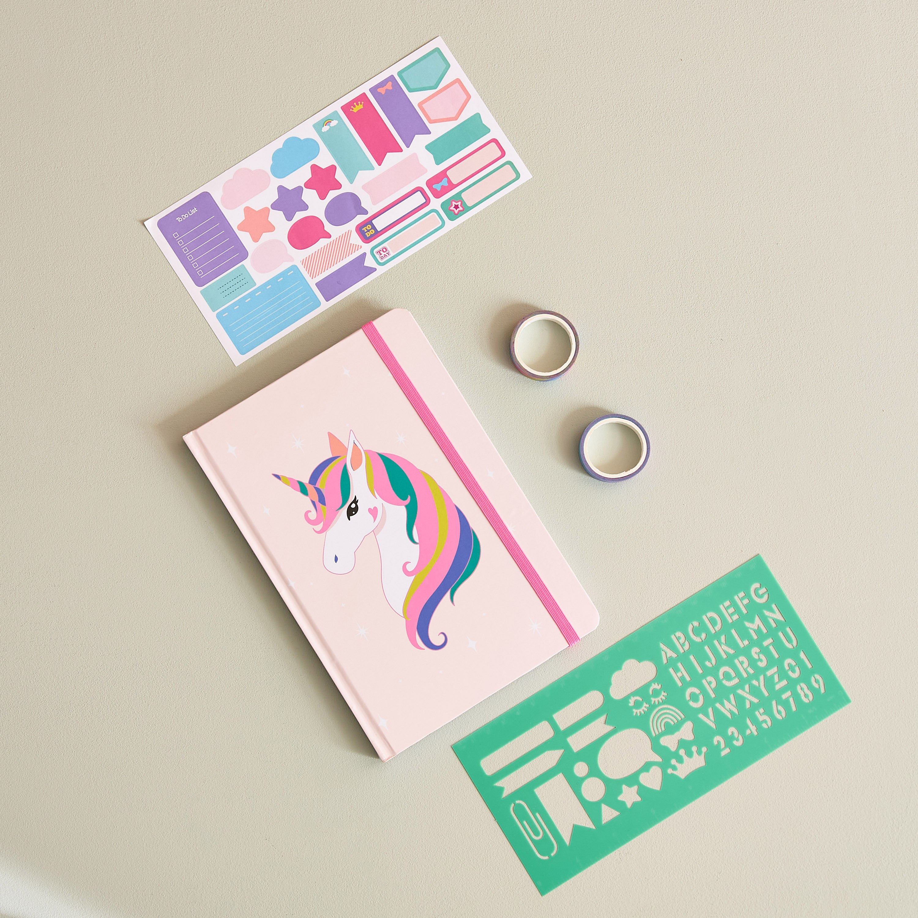 طقم دفتر ملاحظات A5 يونيكورن 4 قطع من سكريبل - 21x22x2 سم-hbxkidsandyouth-playroom-stationery-image-1